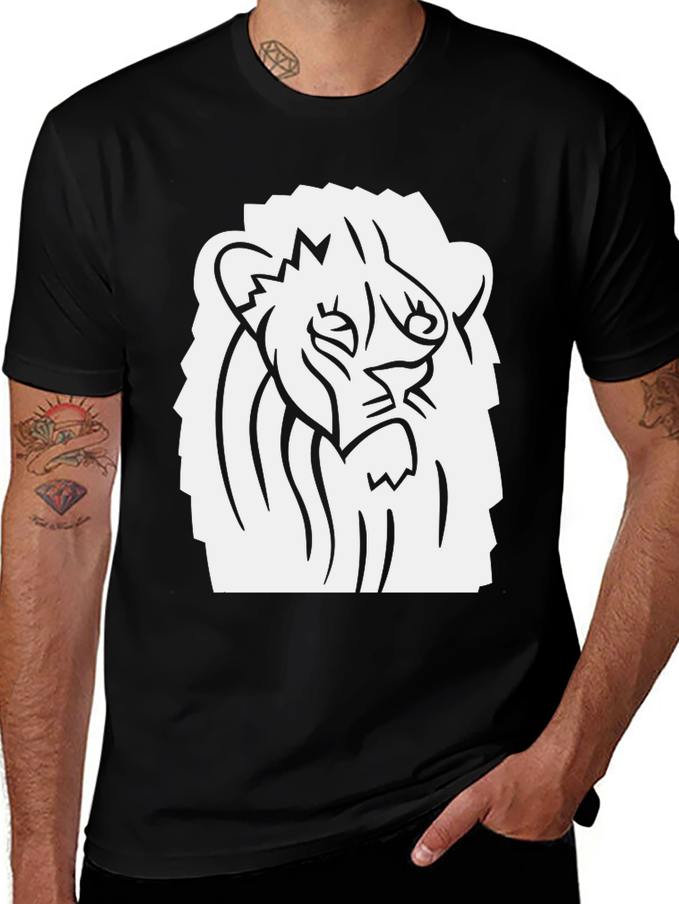 Variant 12 of Black T-Shirt with Lion Graphic Print