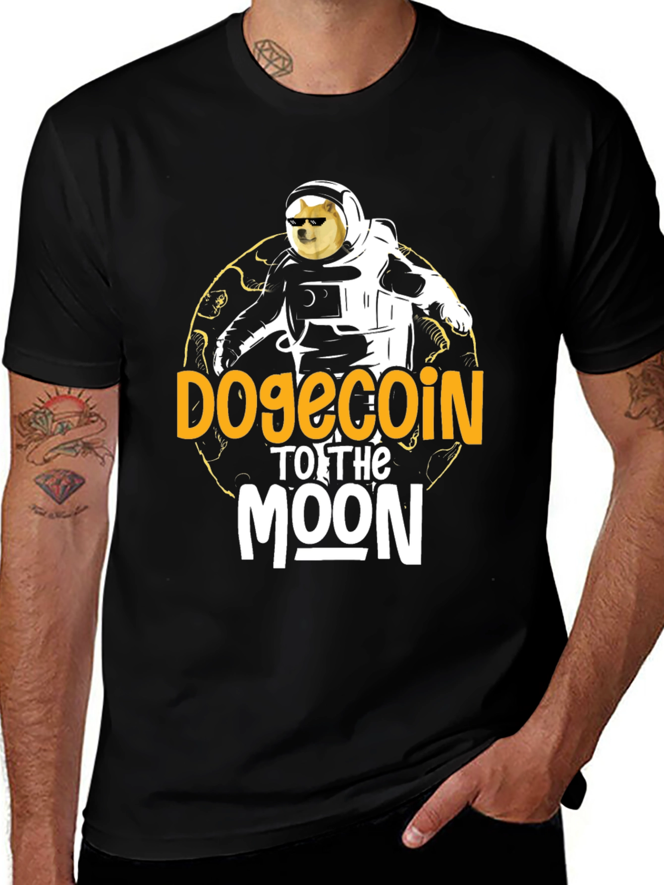 Variant 11 of Dogecoin to the Moon Black T-Shirt