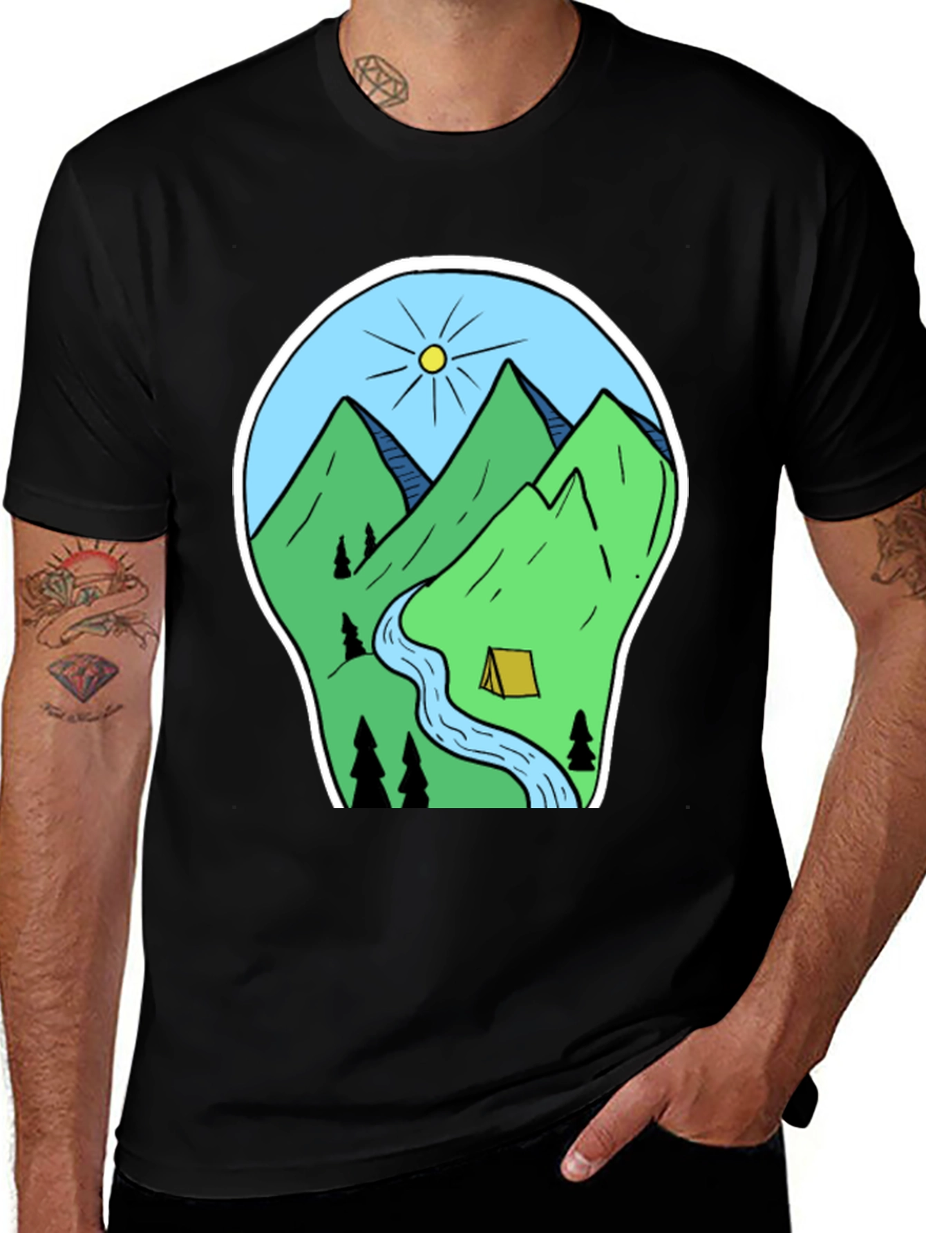 Variant 18 of Mountain Camping Graphic Tee - Black