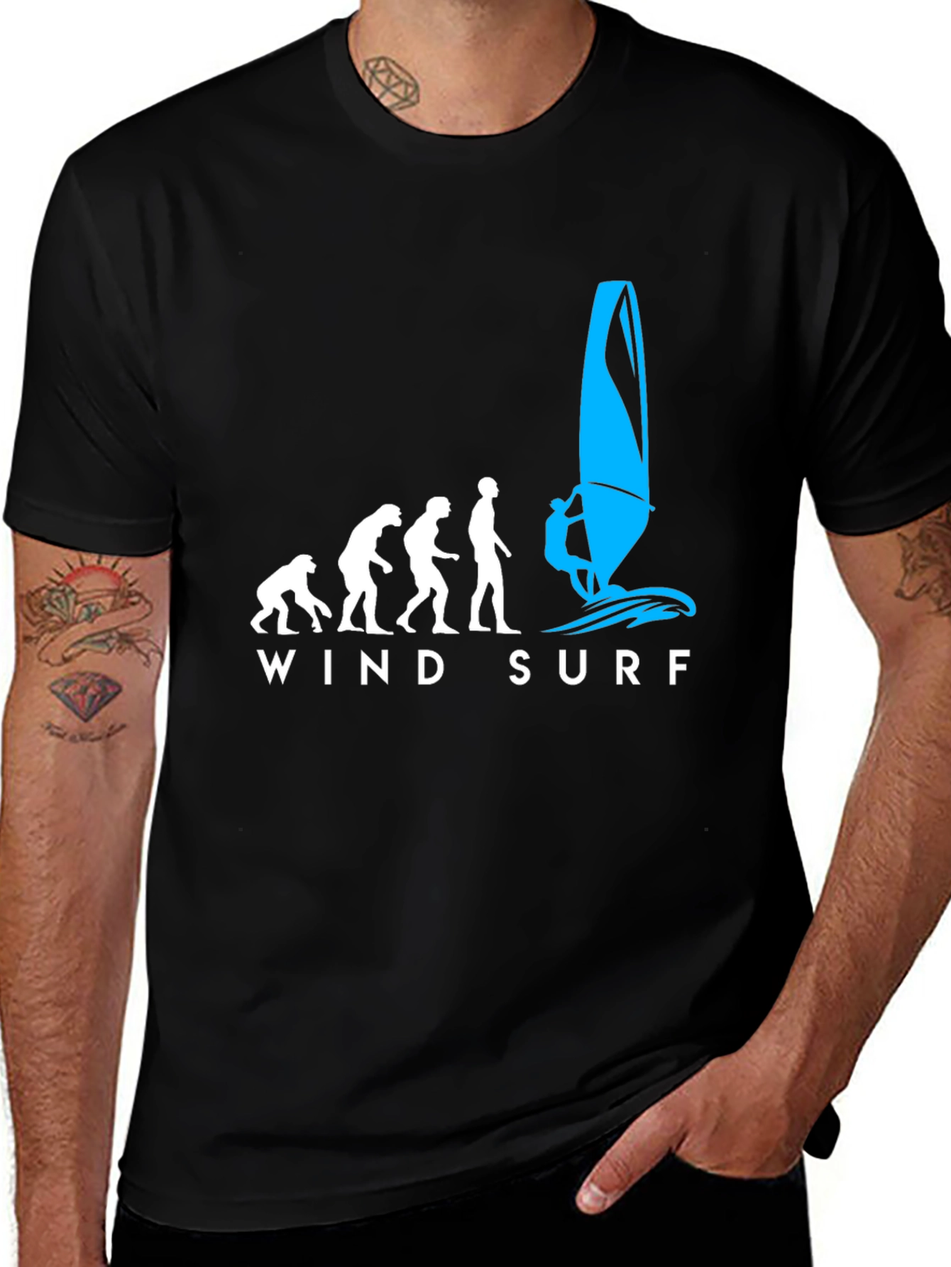 Variant 7 of Evolution Windsurfing T-Shirt - Black Graphic Tee