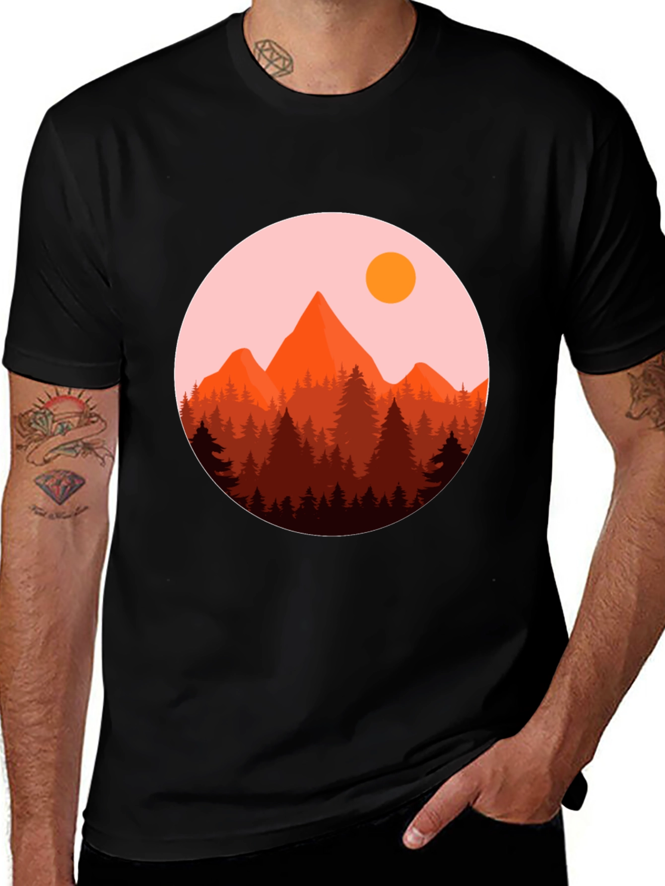 Variant 13 of Mountain Sunset Graphic Tee - Black