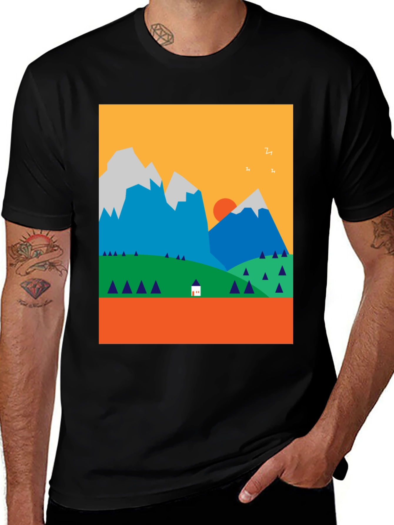Variant 9 of Geometric Mountain Landscape Tee