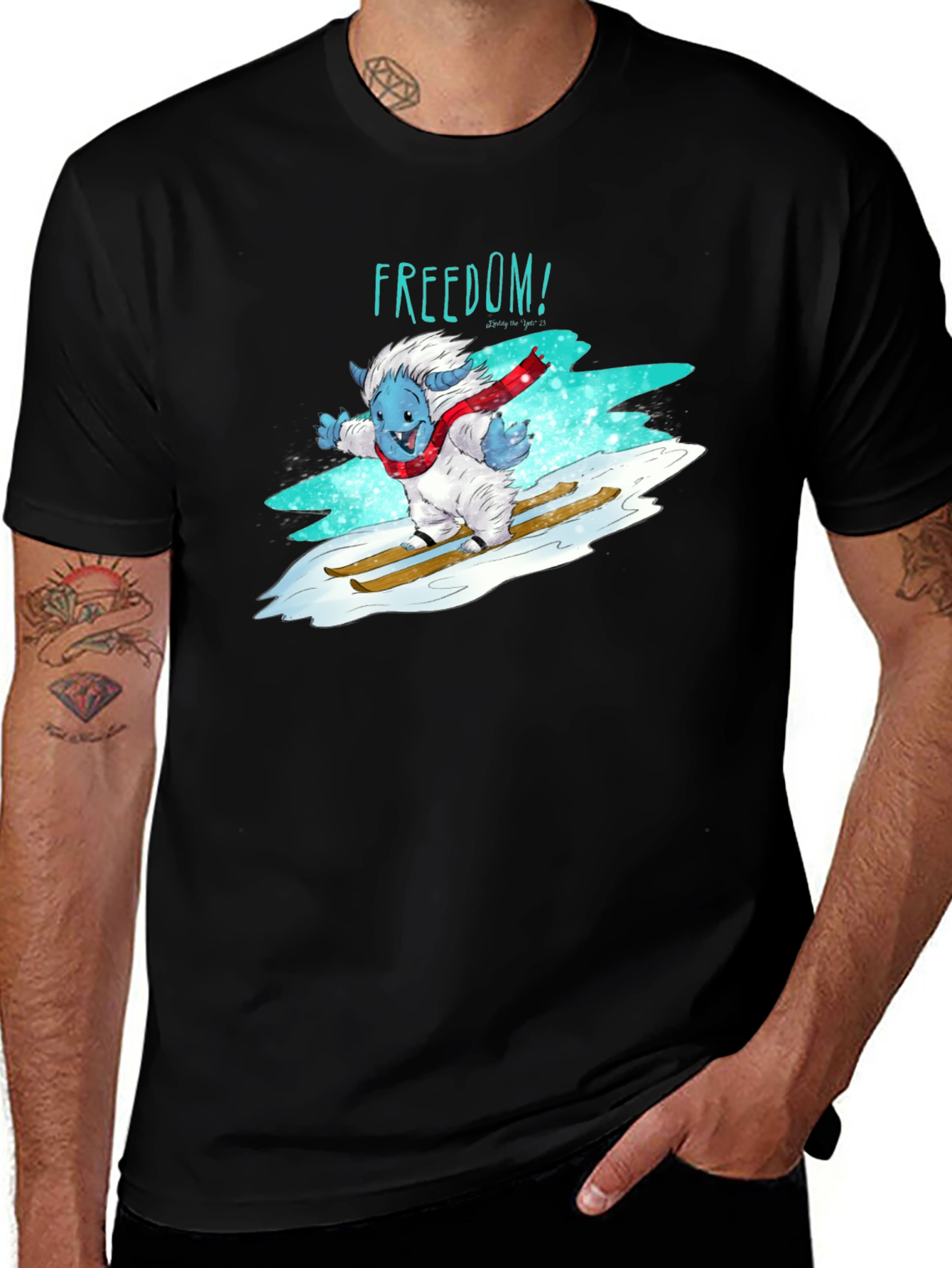 Variant 16 of Freedom Skiing Yeti Graphic T-Shirt - Black