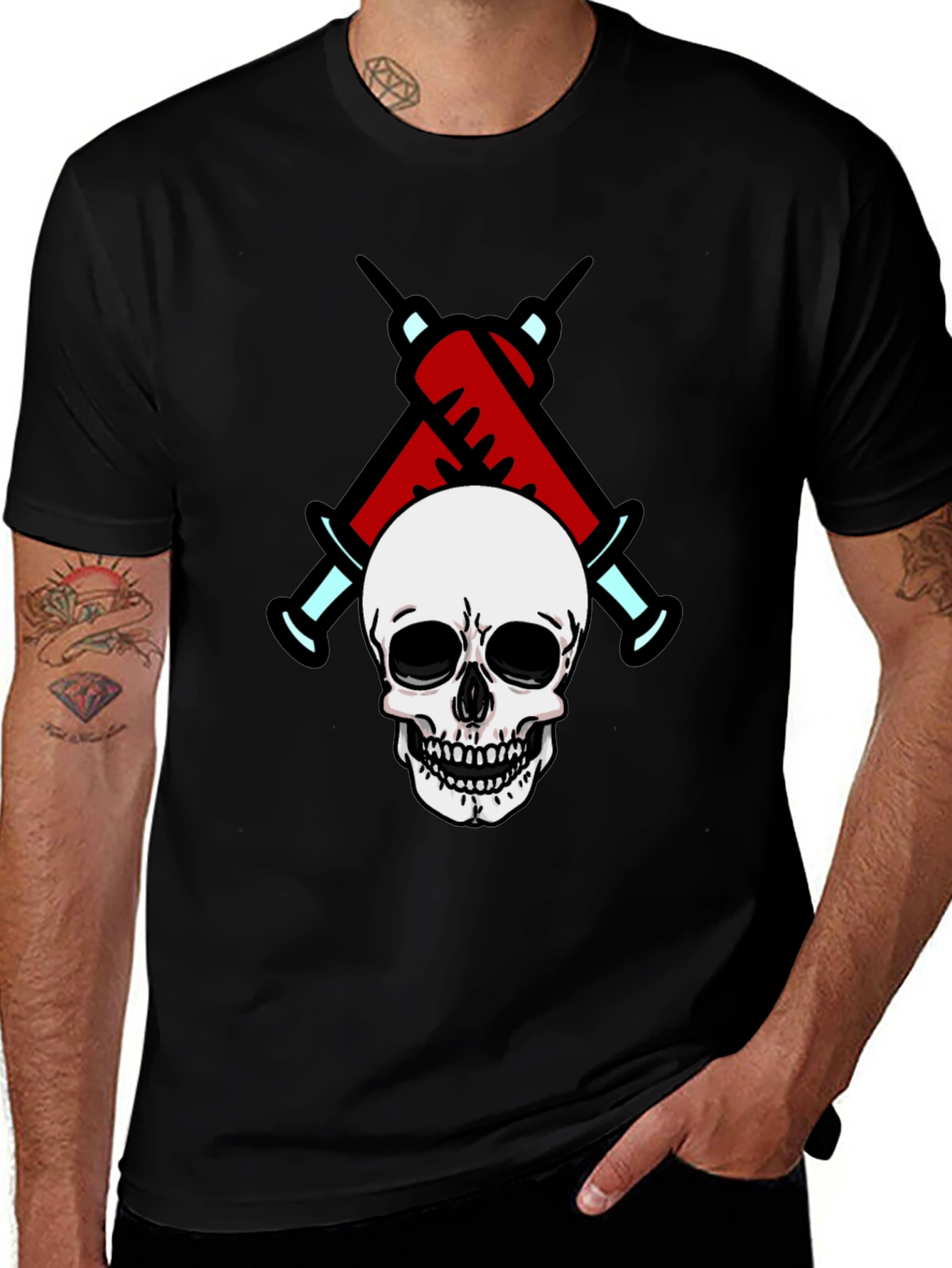 Skull & Syringe Graphic T-Shirt - Edgy Design