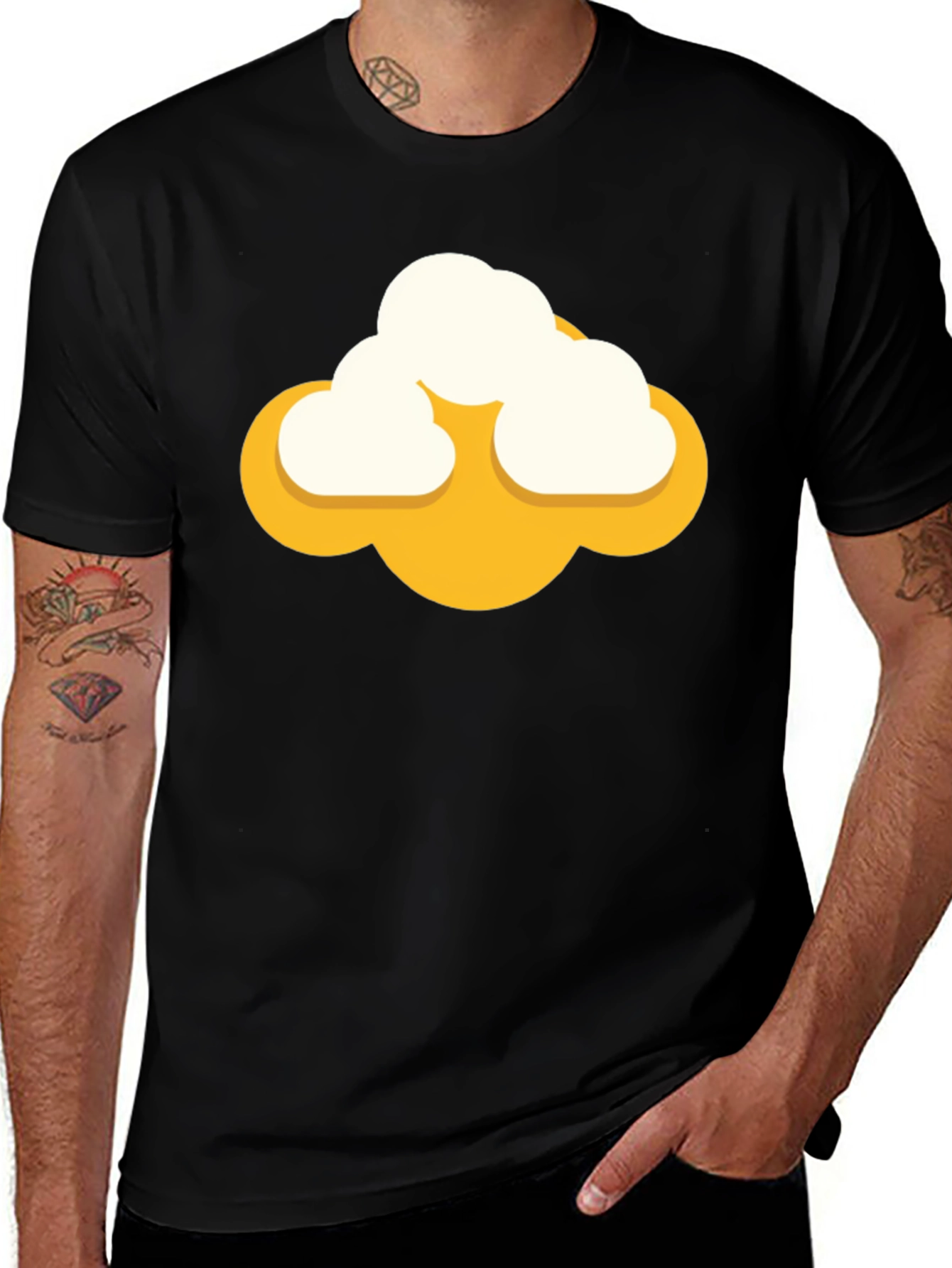Variant 29 of Cartoon Cloud Graphic Tee - Mens Black Short Sleeve Shirt
