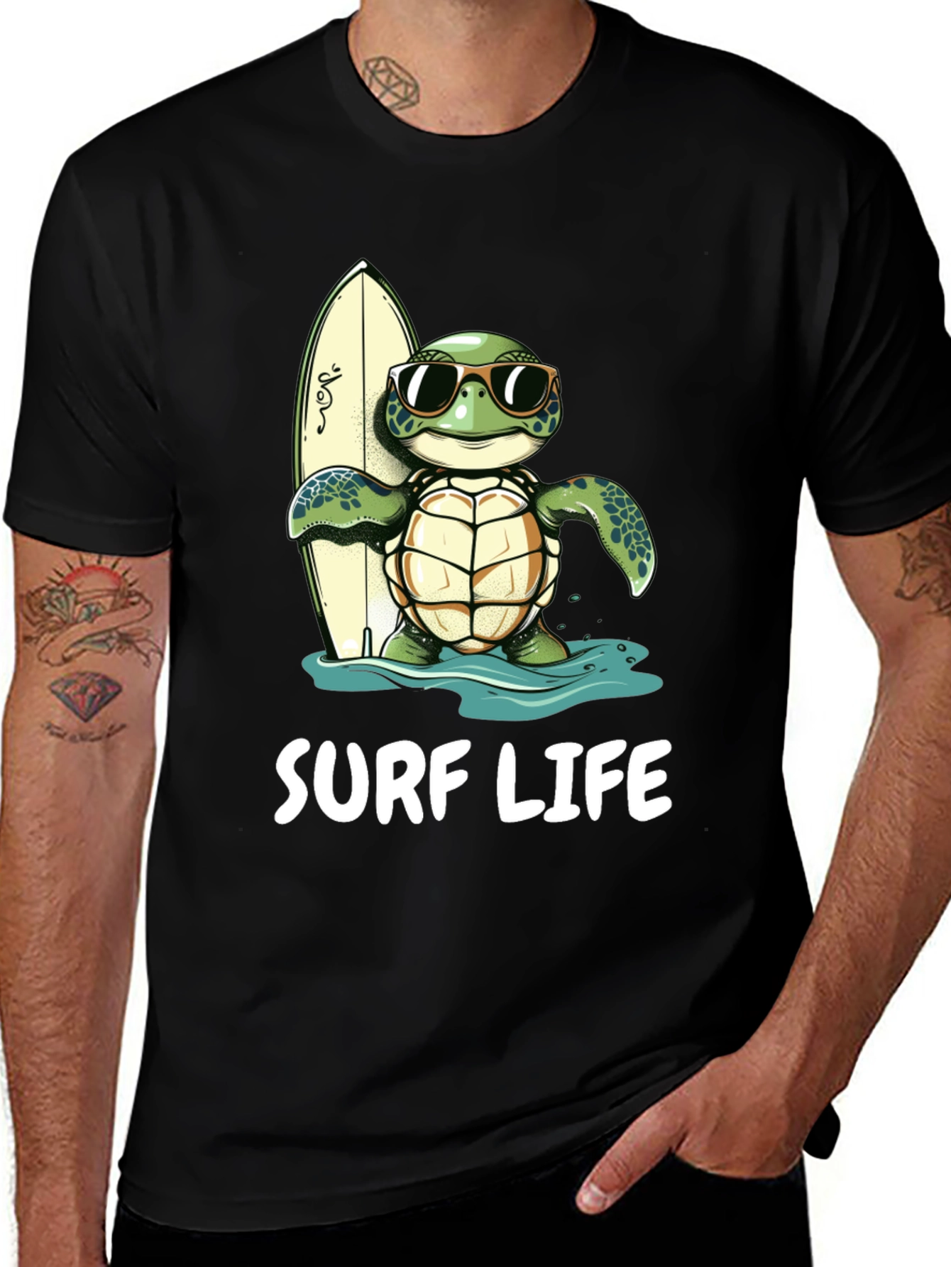 Variant 11 of Surf Life Turtle Graphic Tee - Beach Ready!