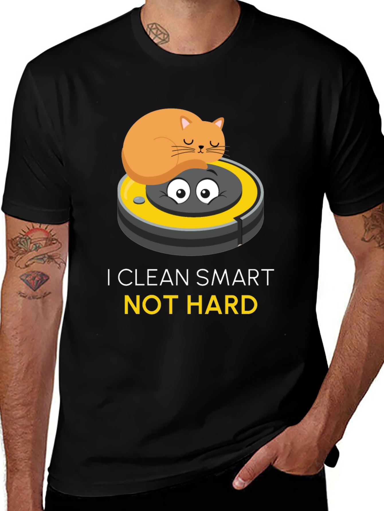 Variant 11 of Funny Cat Riding Robot Vacuum T-Shirt