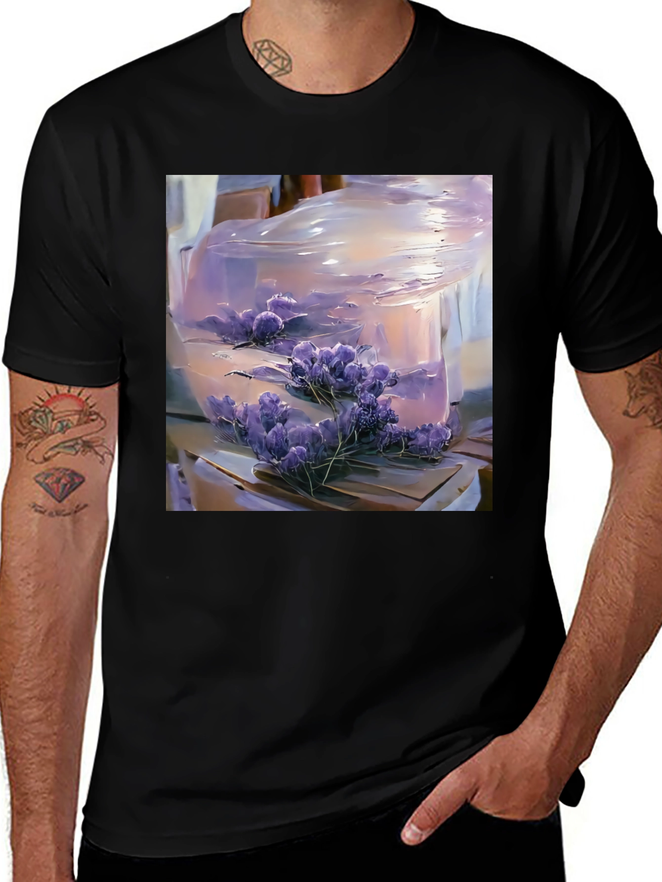 Variant 8 of Floral Fantasy Graphic Tee - Artistic Design