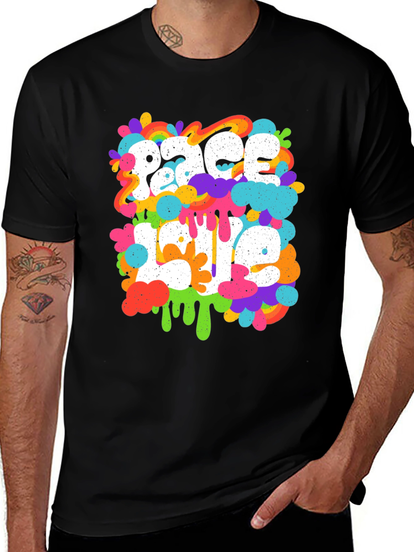 Variant 4 of Peace Life Black Cotton Graphic Tee