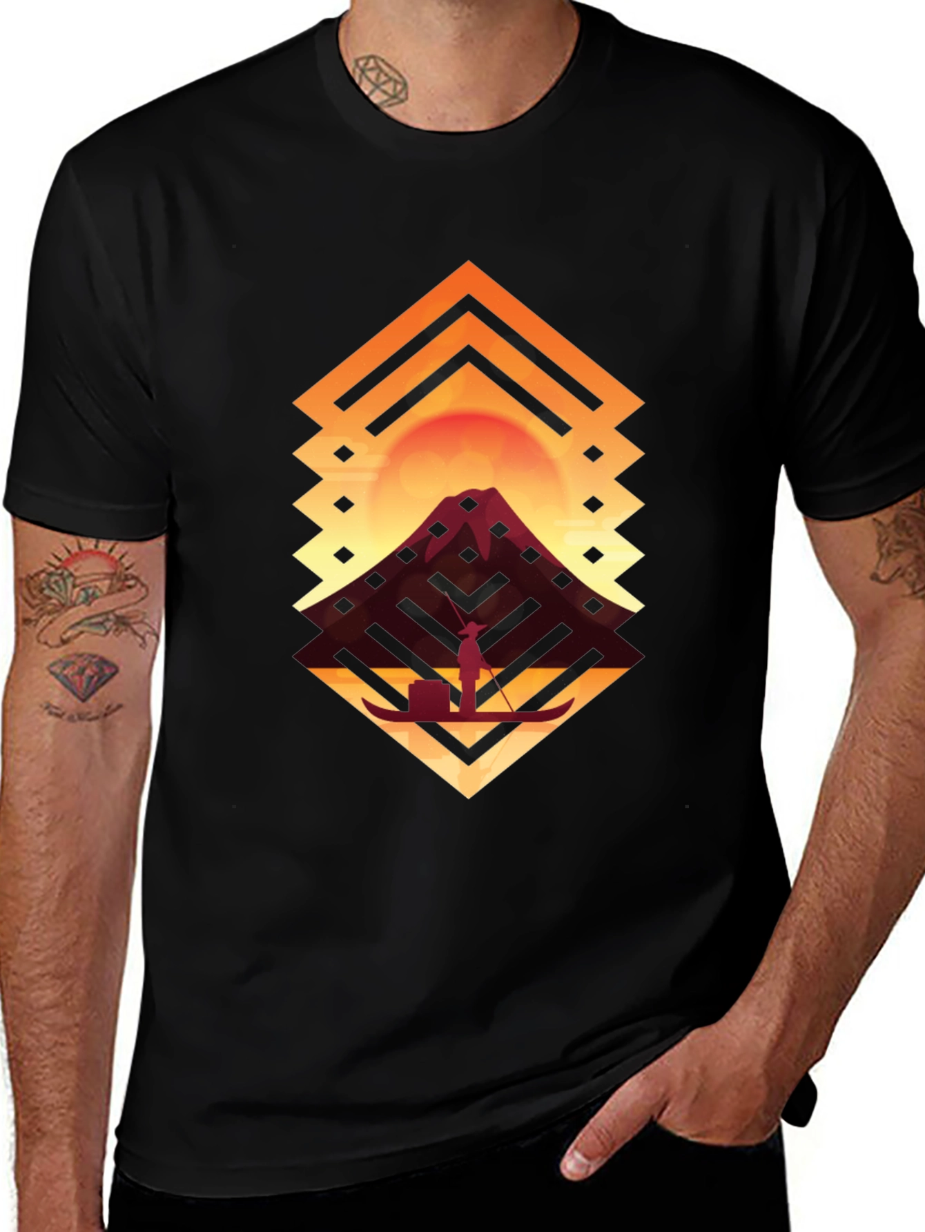 Geometric Sunset Graphic T-Shirt