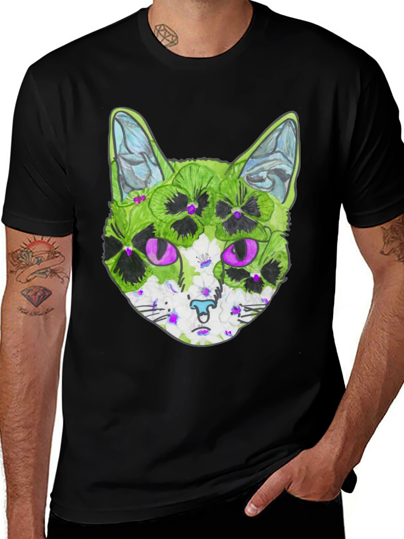 Variant 26 of Floral Cat T-Shirt - Unique Graphic Tee