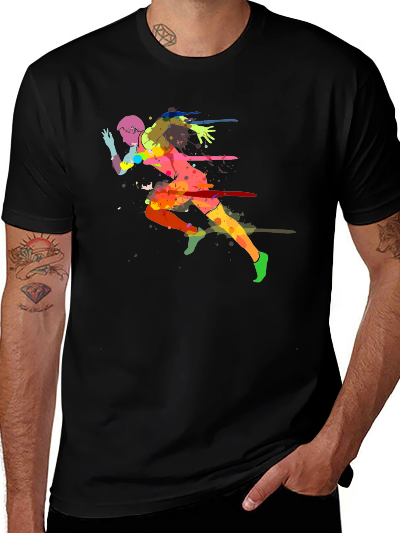 Variant 15 of Runner Graphic Tee - Vivid Watercolor Design