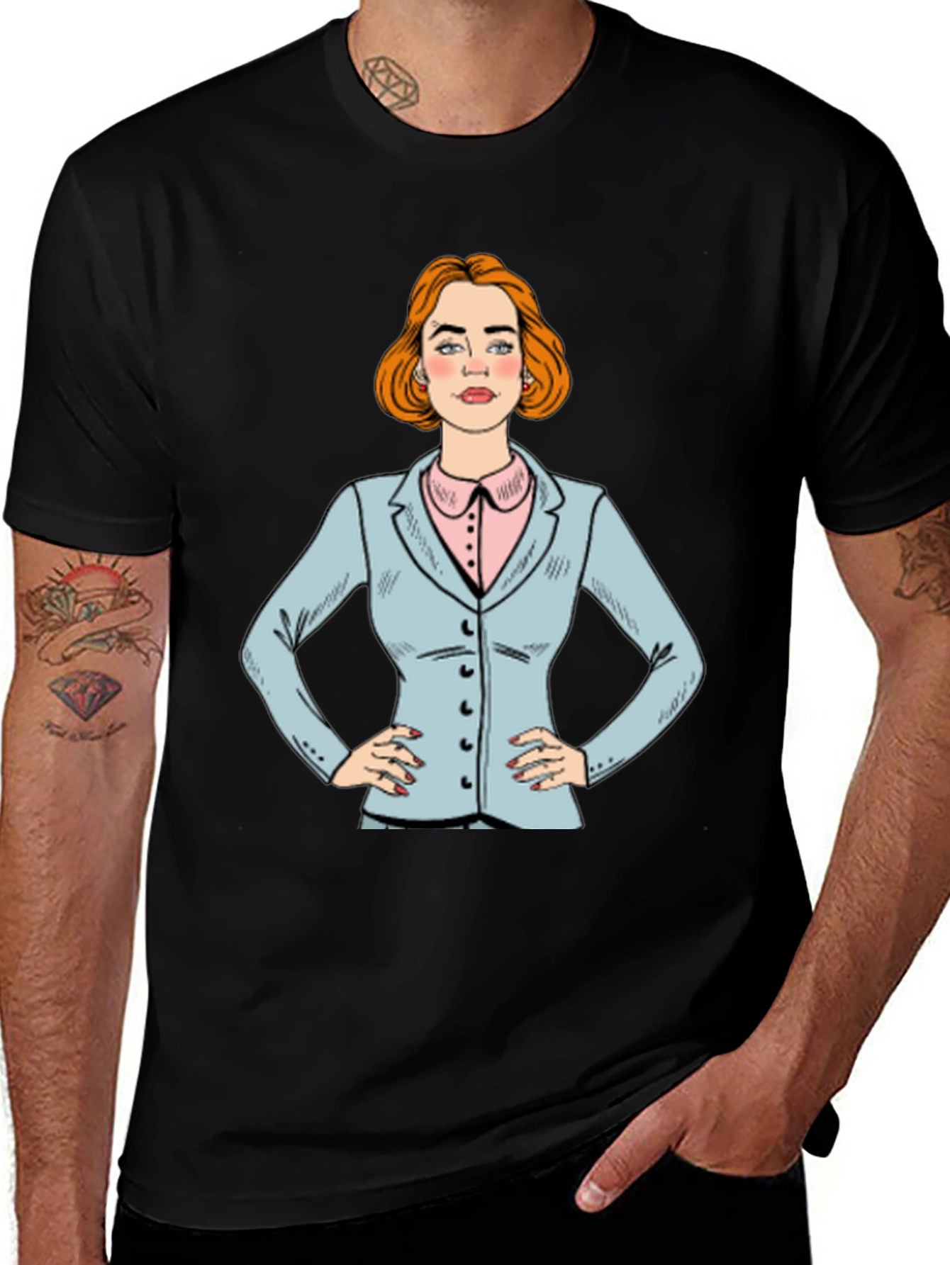 Variant 24 of Pop Art Businesswoman T-Shirt - Black