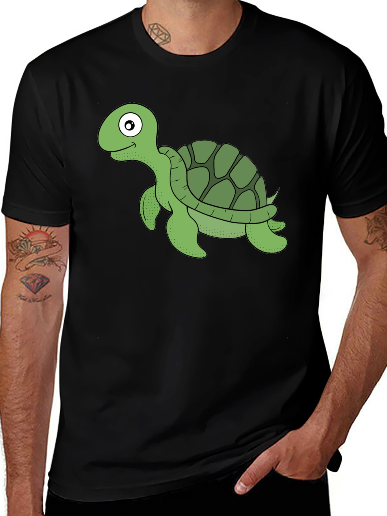 Variant 22 of Turtle Graphic T-Shirt - Black Casual Tee