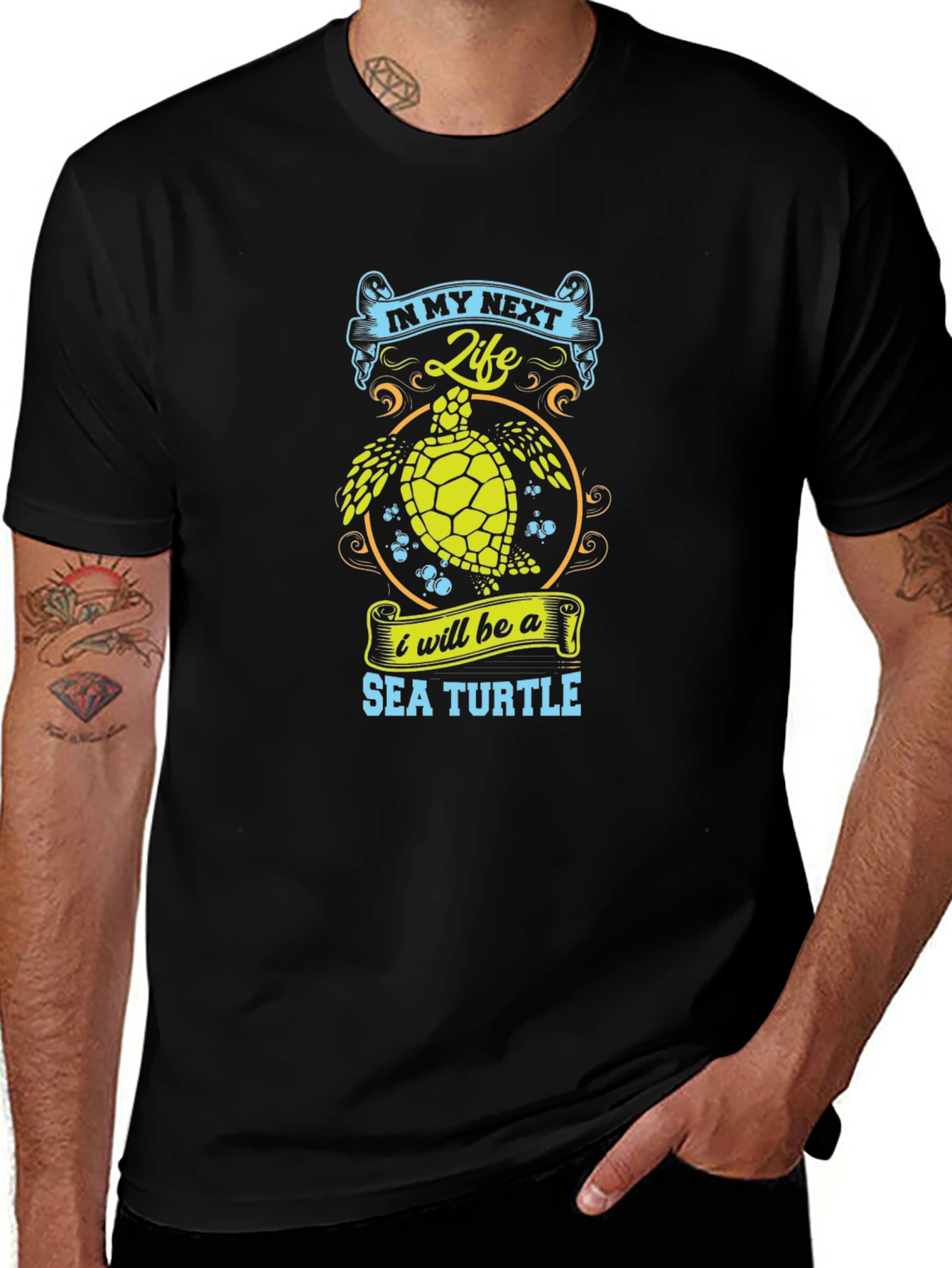 Variant 30 of Sea Turtle Graphic T-Shirt - 'In My Next Life'