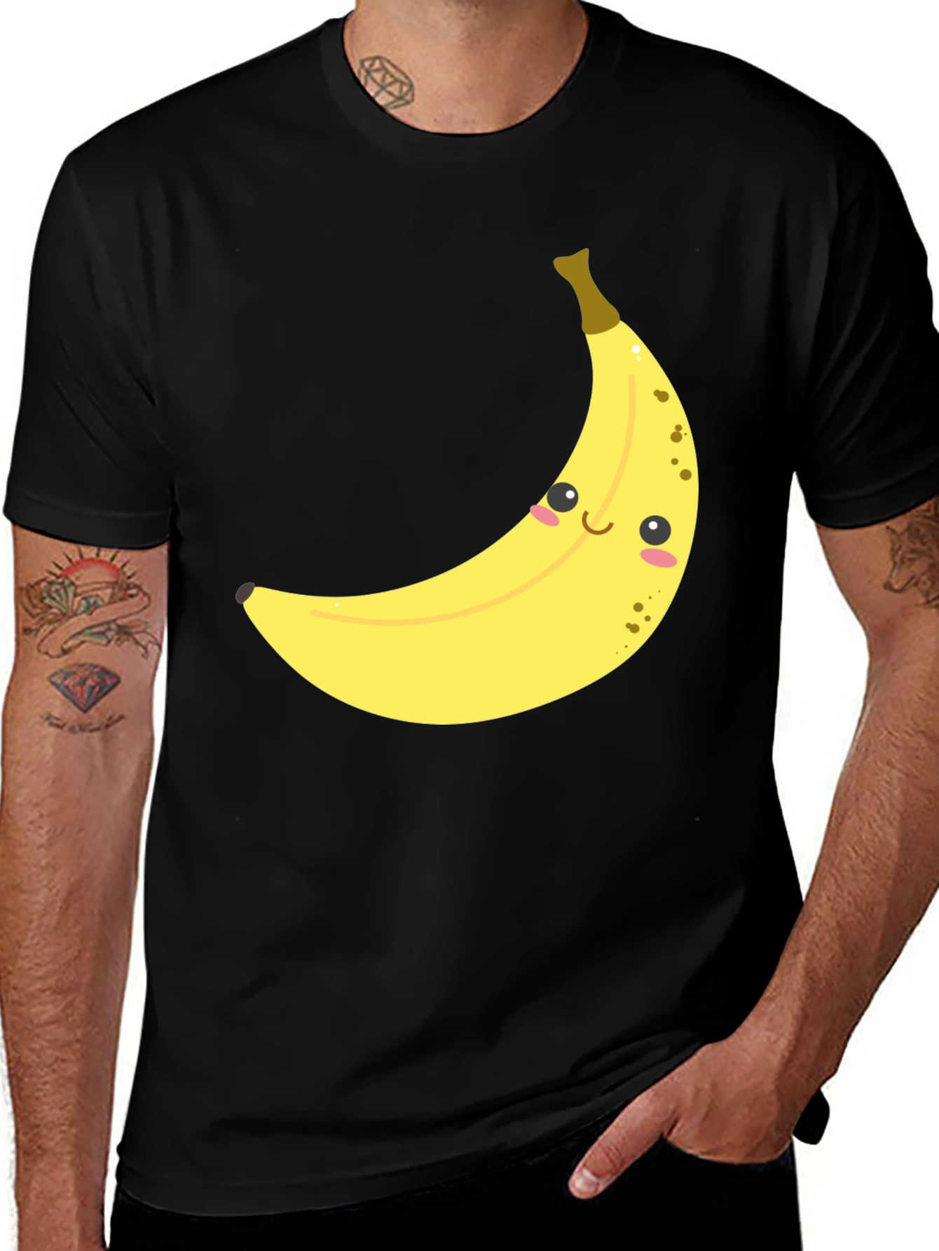 Variant 19 of Cute Banana Graphic Tee - Unisex Black T-Shirt