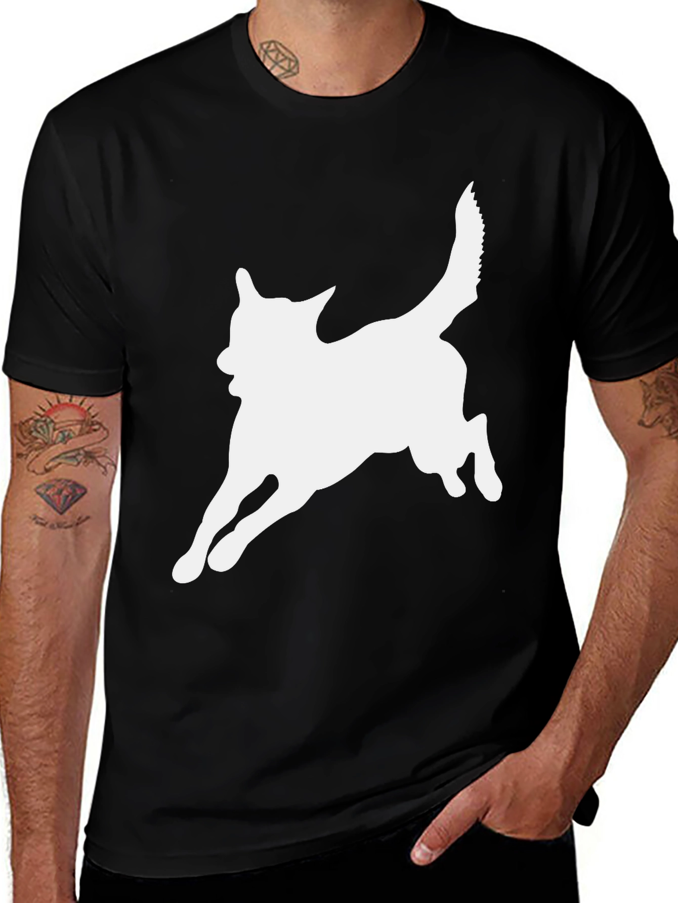 Variant 27 of Dog Silhouette Black T-Shirt - Unisex Tee