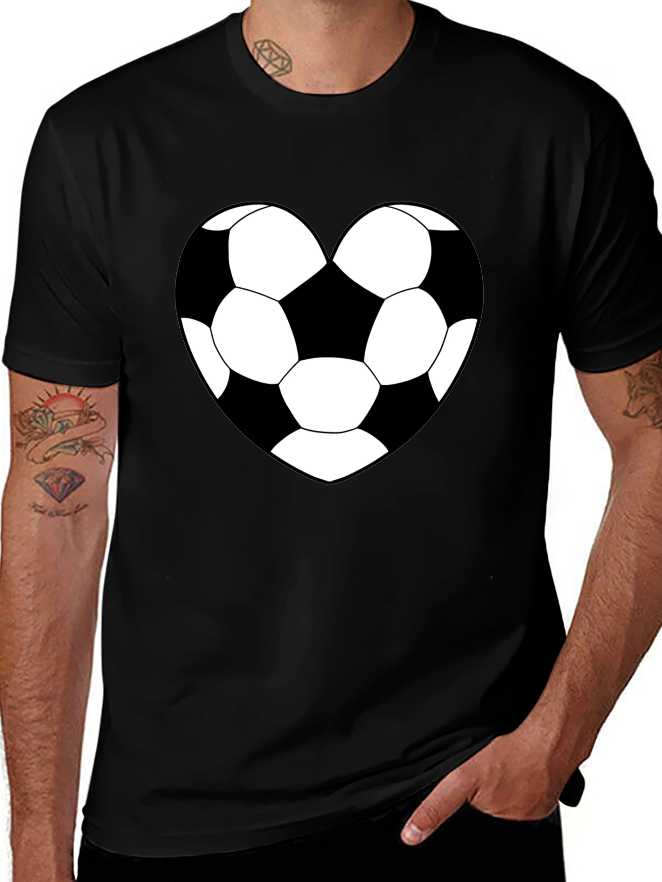 Variant 27 of Soccer Heart T-Shirt - Black, Sporty, Graphic Tee