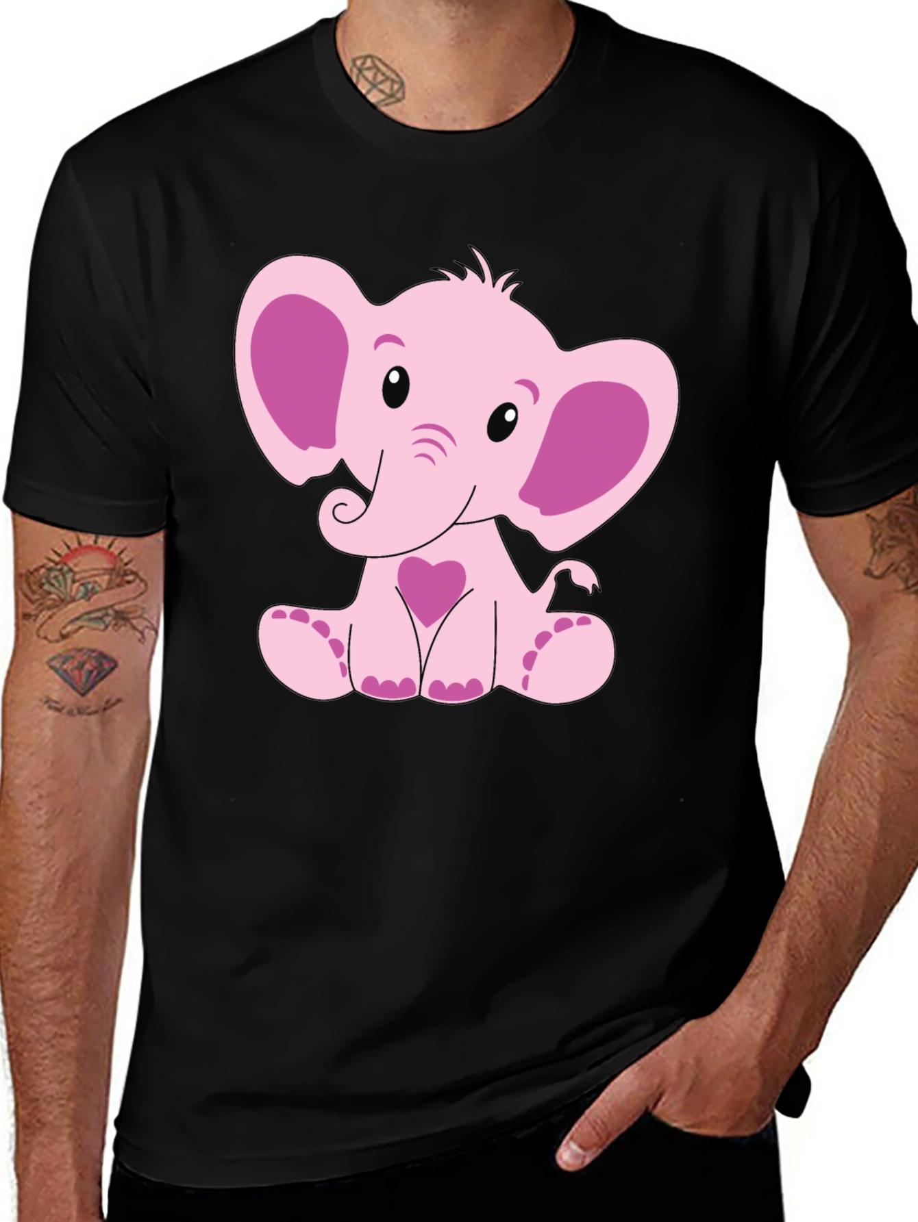 Variant 18 of Cute Pink Elephant Graphic T-Shirt