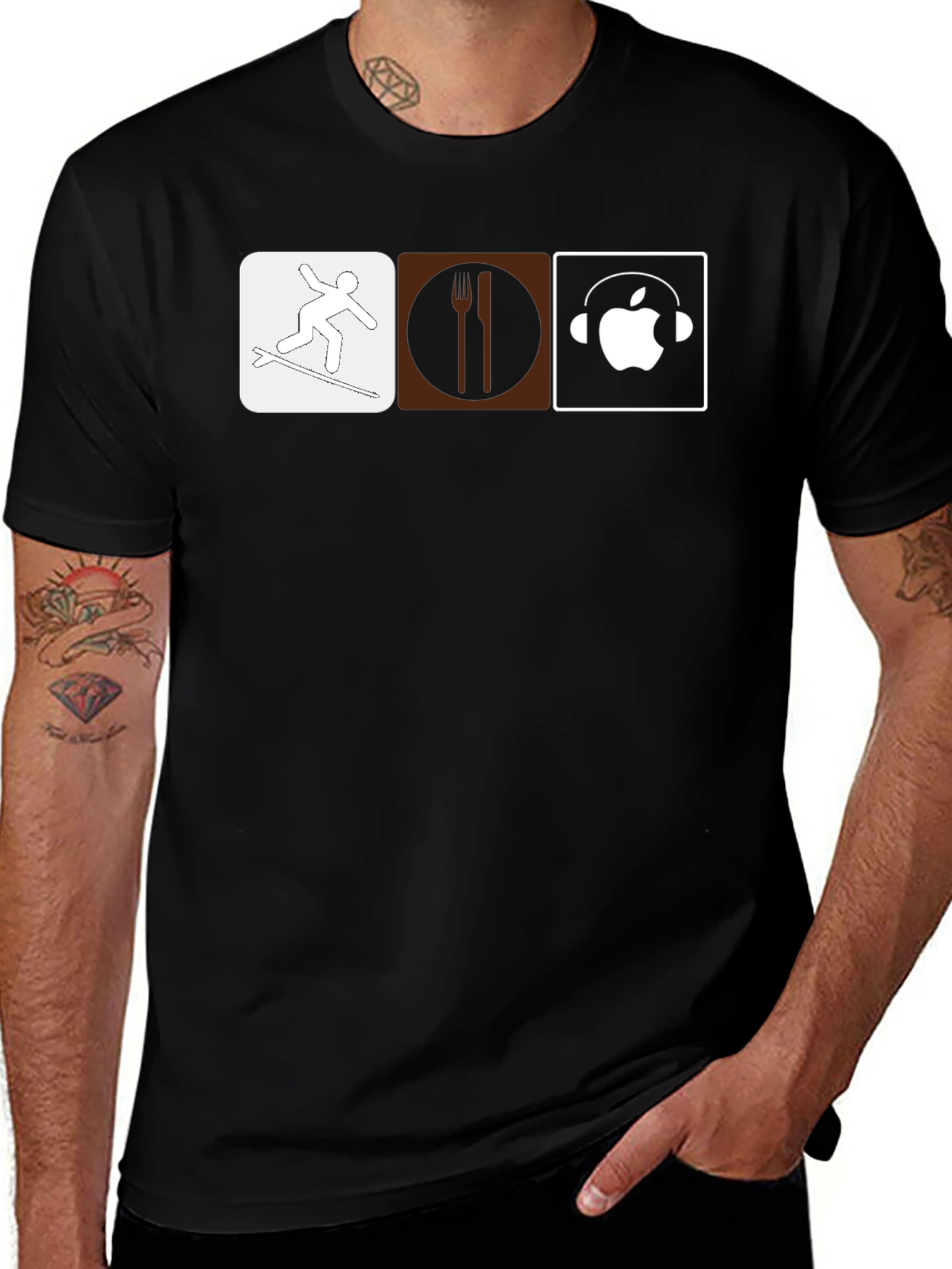 Variant 18 of Surfing, Food, Music T-Shirt - Unique Graphic Tee