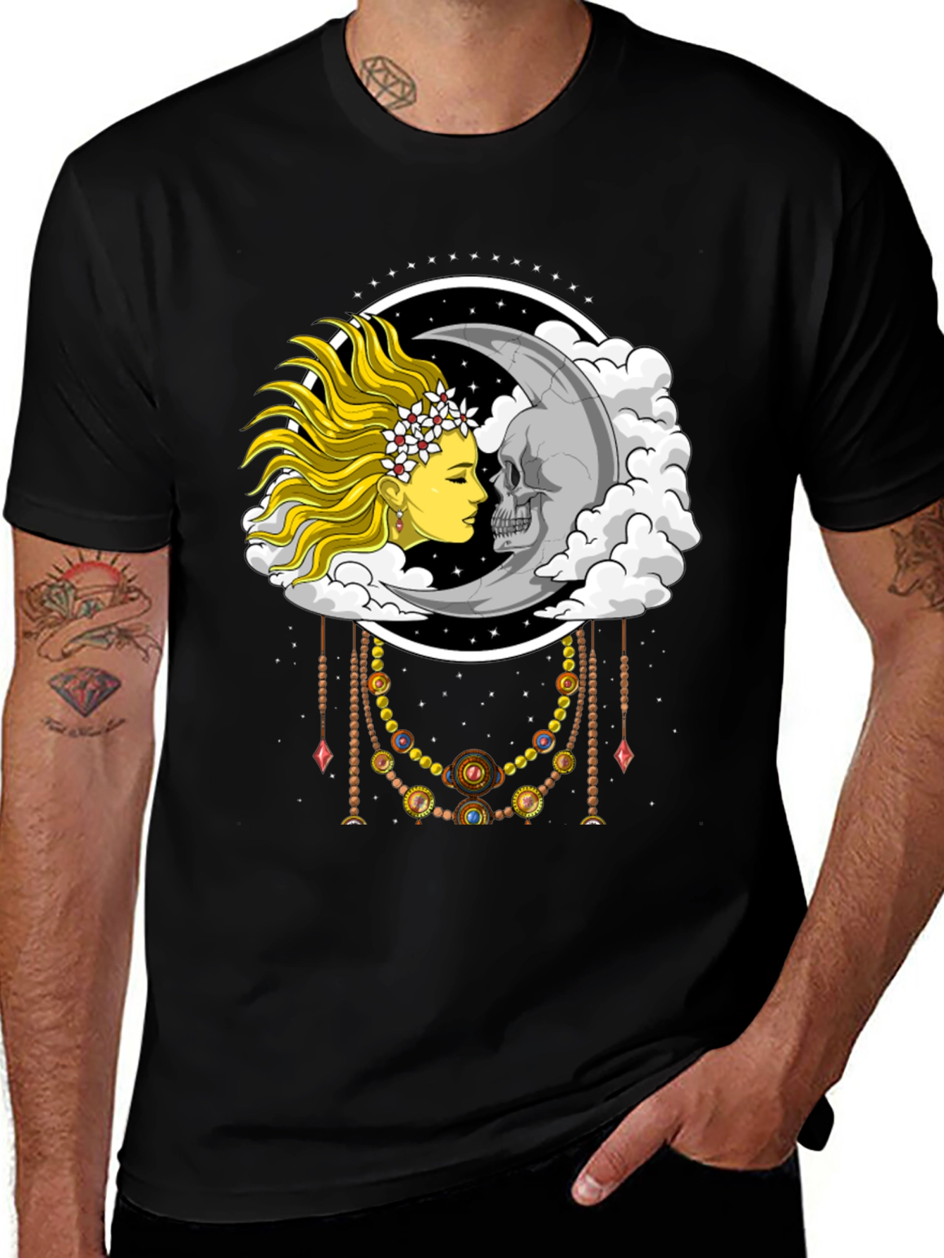 Variant 7 of Sun and Moon Graphic Tee - Celestial Design
