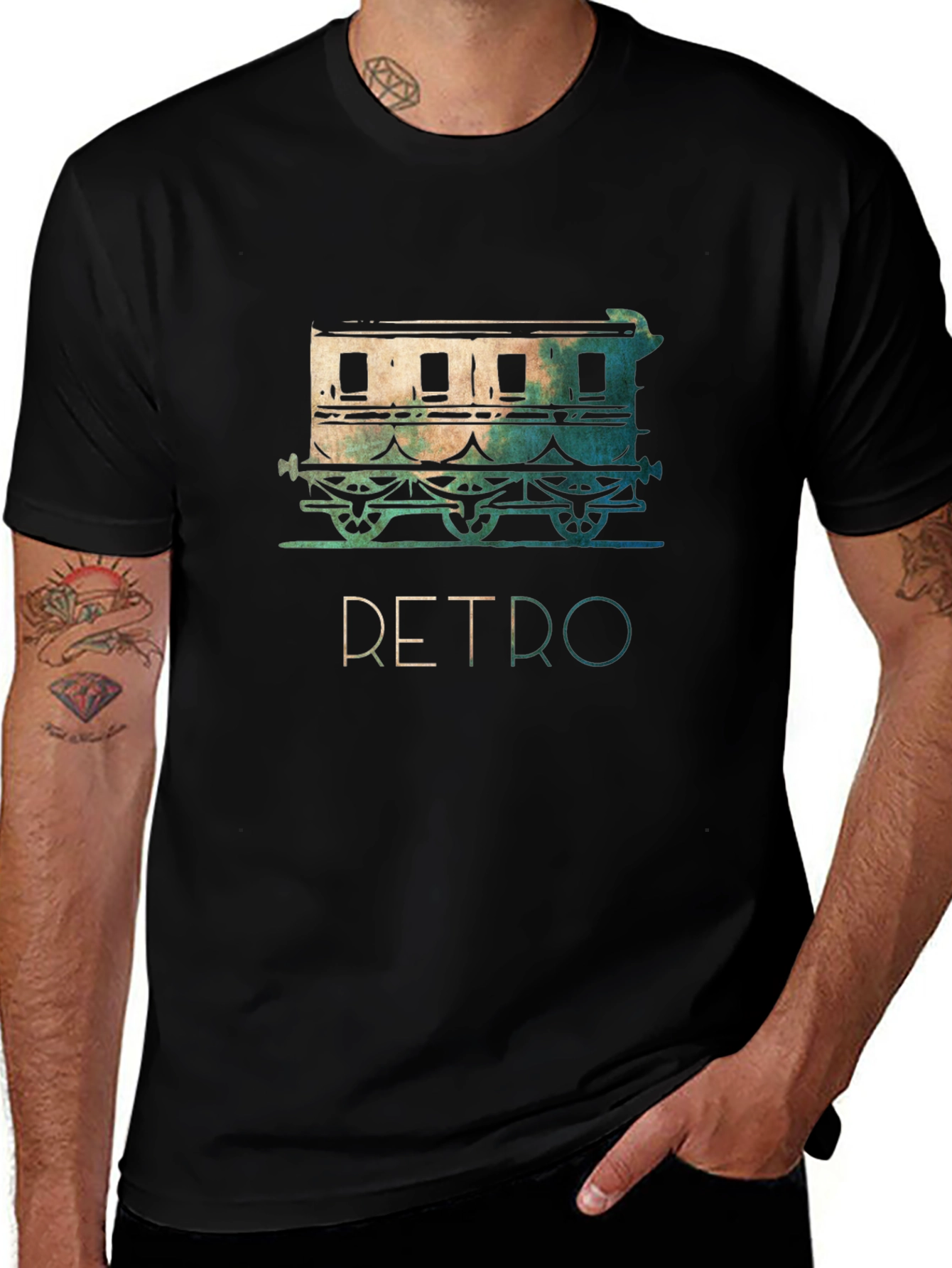 Retro Train Graphic Tee - Vintage Style Train Car