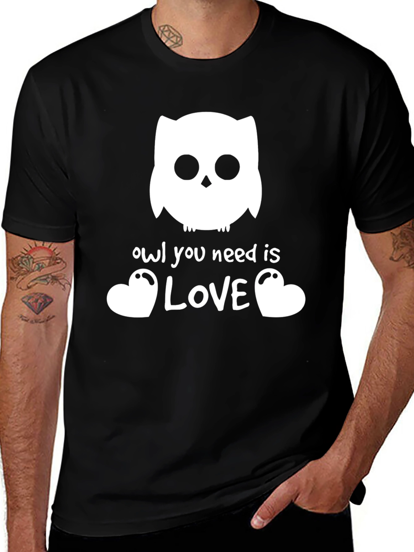 Variant 21 of Owl You Need is Love T-Shirt - Black