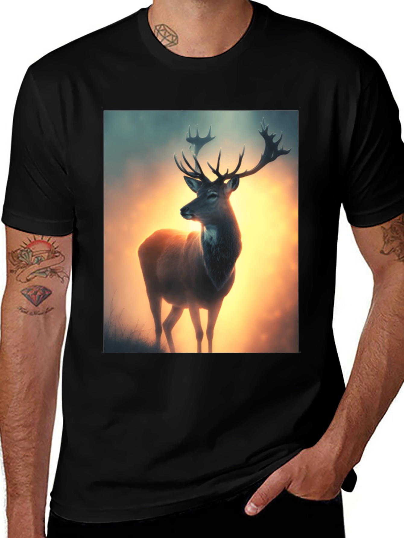 Variant 26 of Stag Graphic Tee - Men's Black T-Shirt