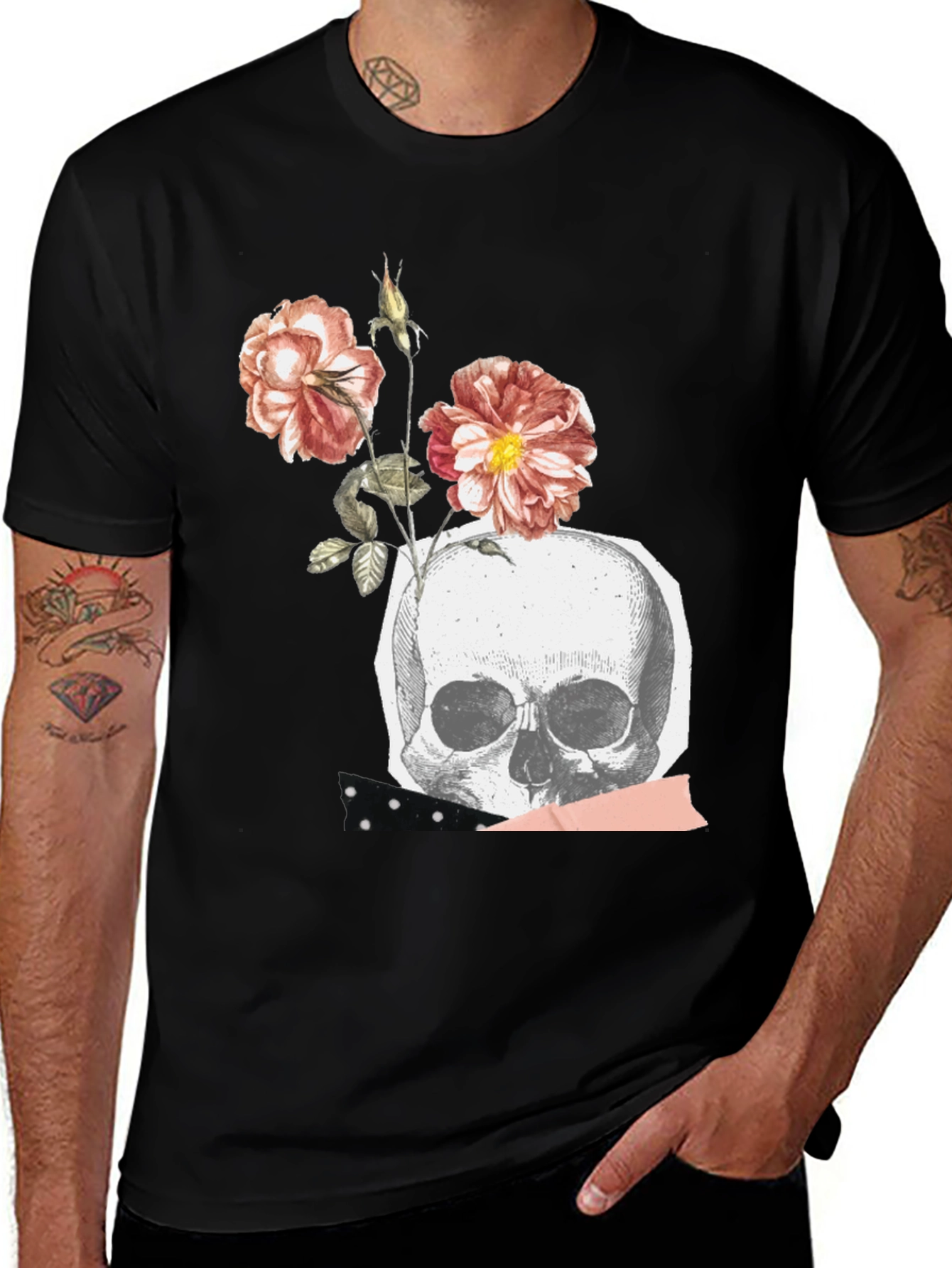 Variant 5 of Skull & Roses Graphic Tee - Vintage Style