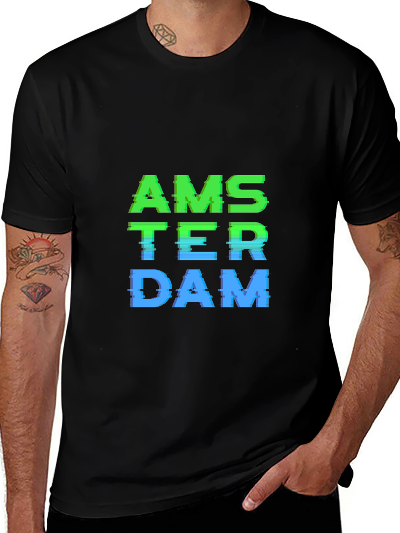 Amsterdam Glitch Graphic Tee - Stylish Casual Wear