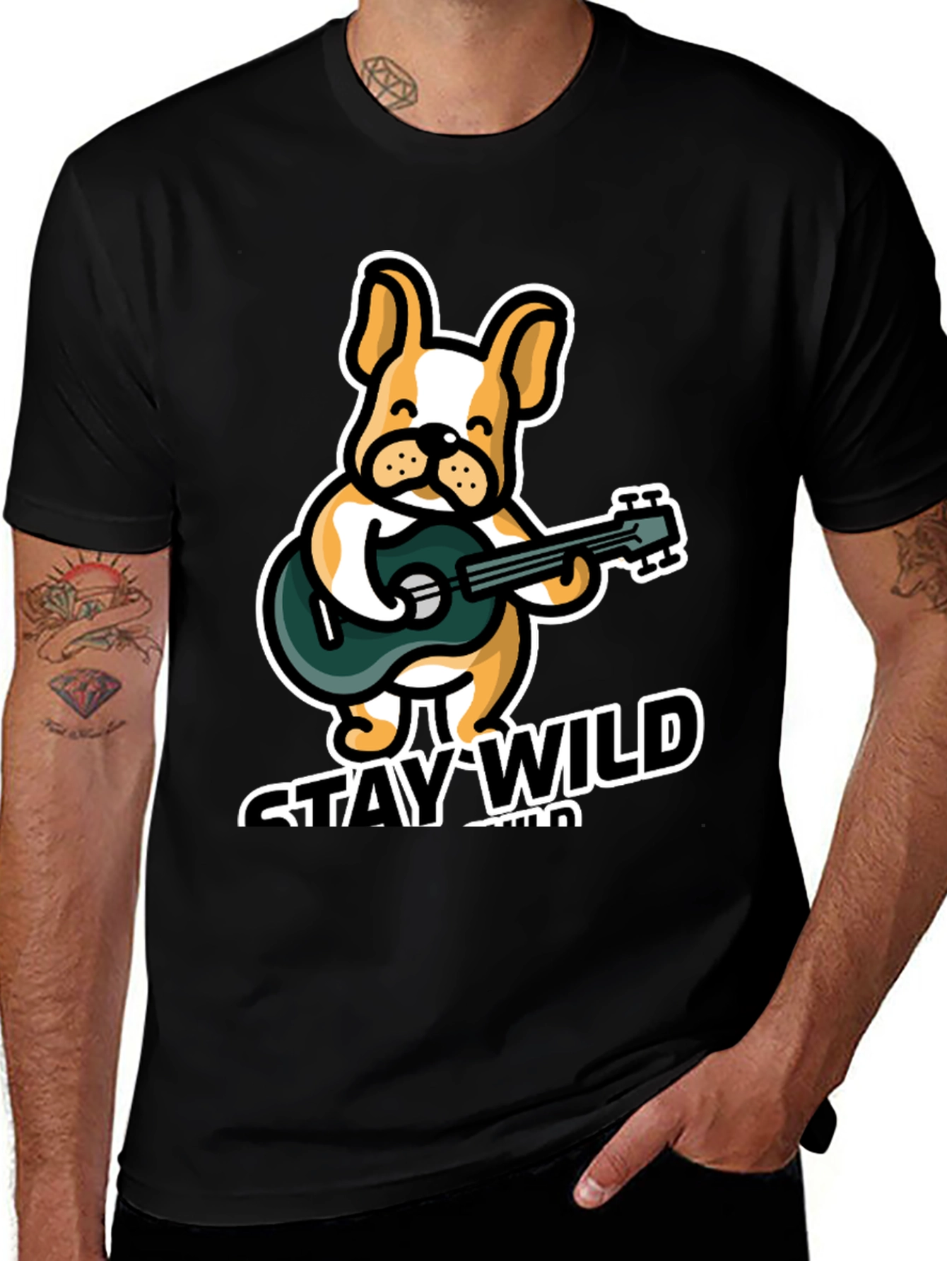 Variant 30 of Stay Wild Bulldog Guitar T-Shirt