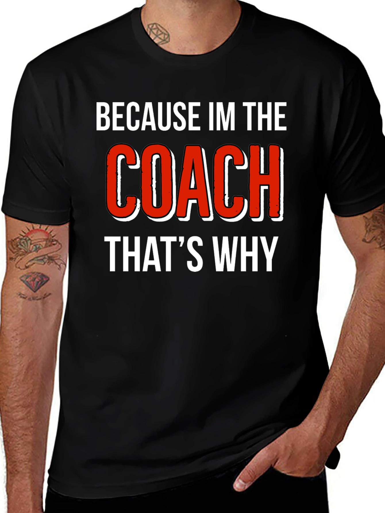 Variant 5 of Because I'm The Coach That's Why Black T-Shirt
