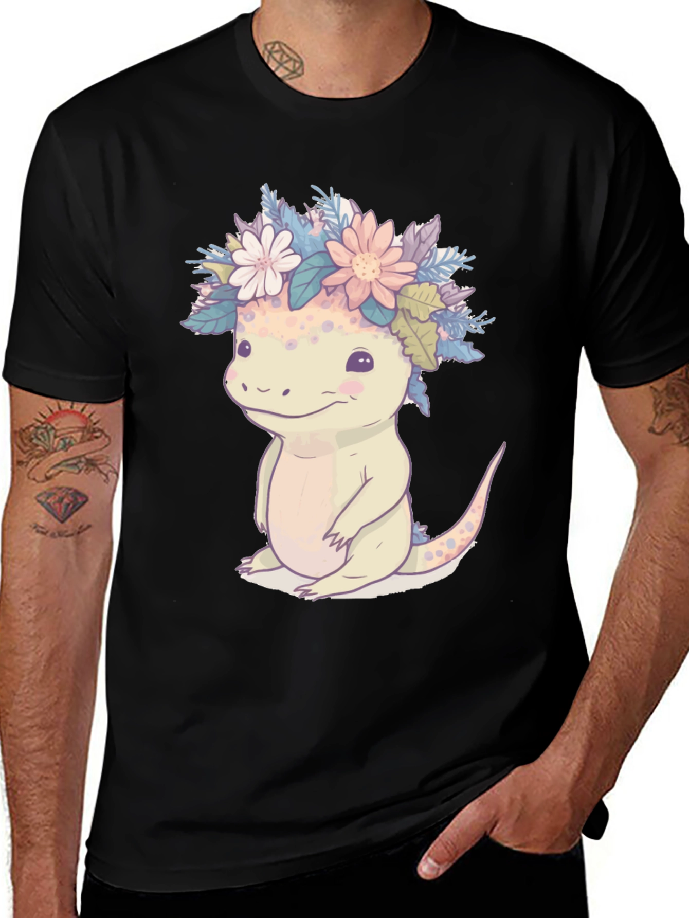 Variant 24 of Cute Lizard with Floral Crown T-Shirt