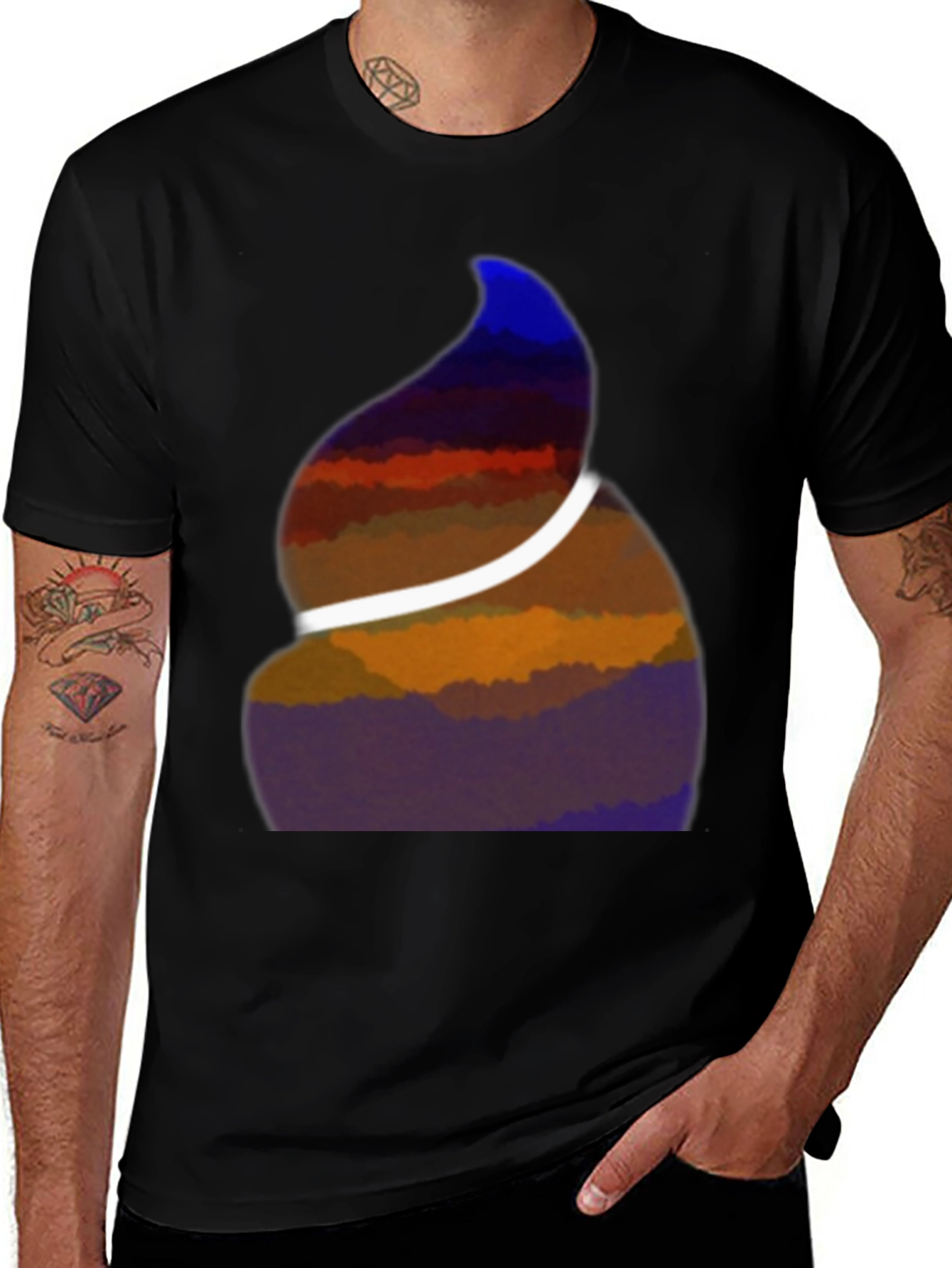 Variant 8 of Abstract Swirl Graphic Tee - Black Casual Comfort