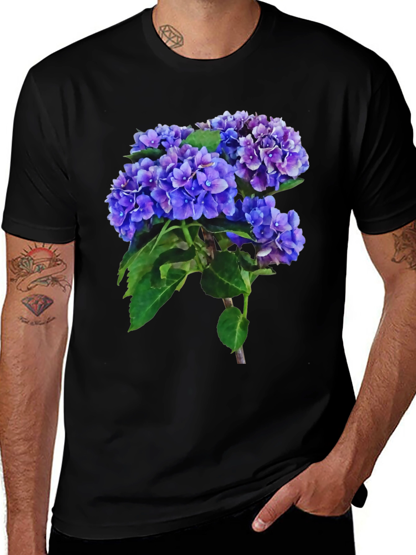 Variant 2 of Floral Graphic Tee - Hydrangea Print