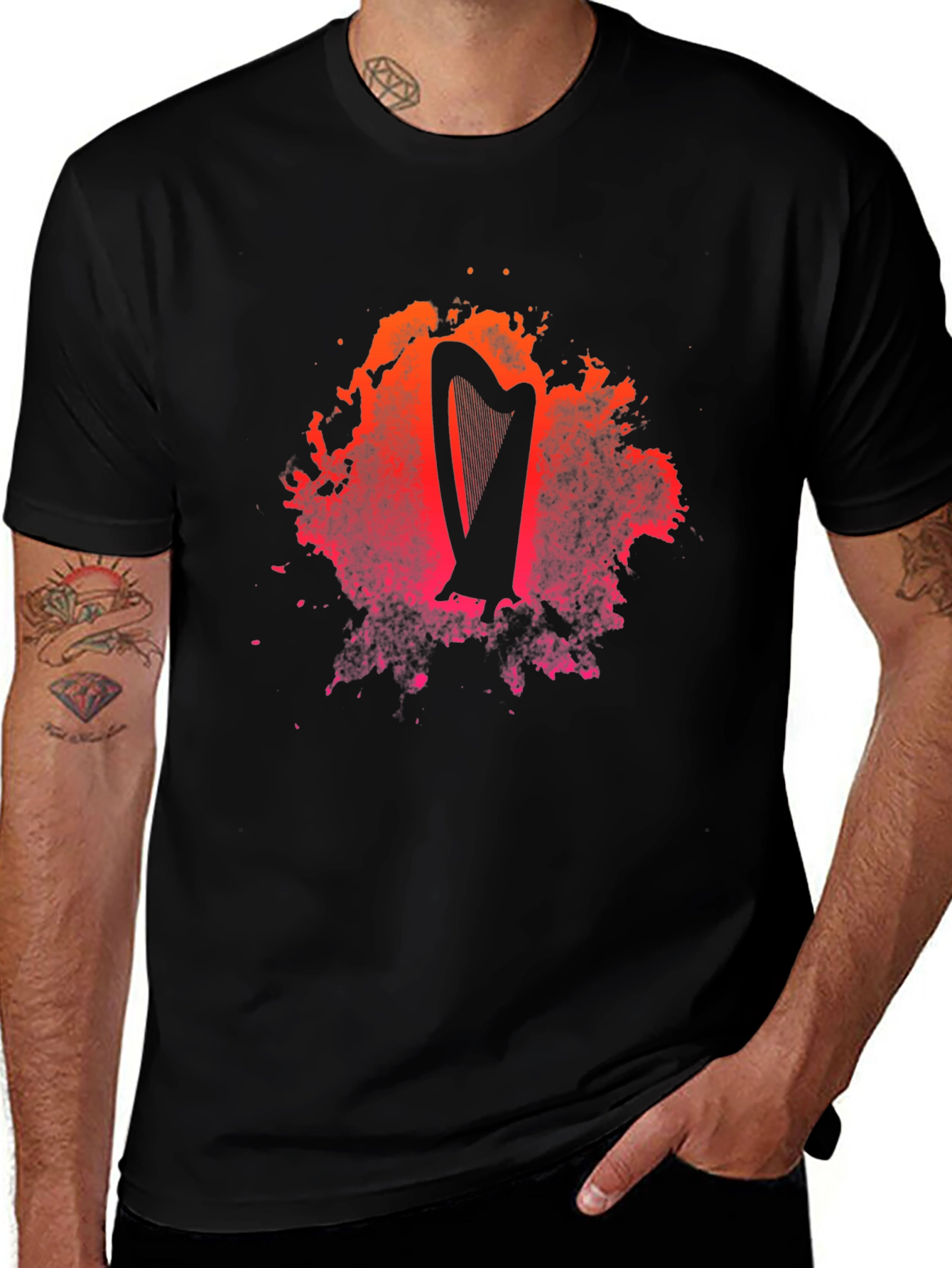 Variant 20 of Harp Graphic Black T-Shirt