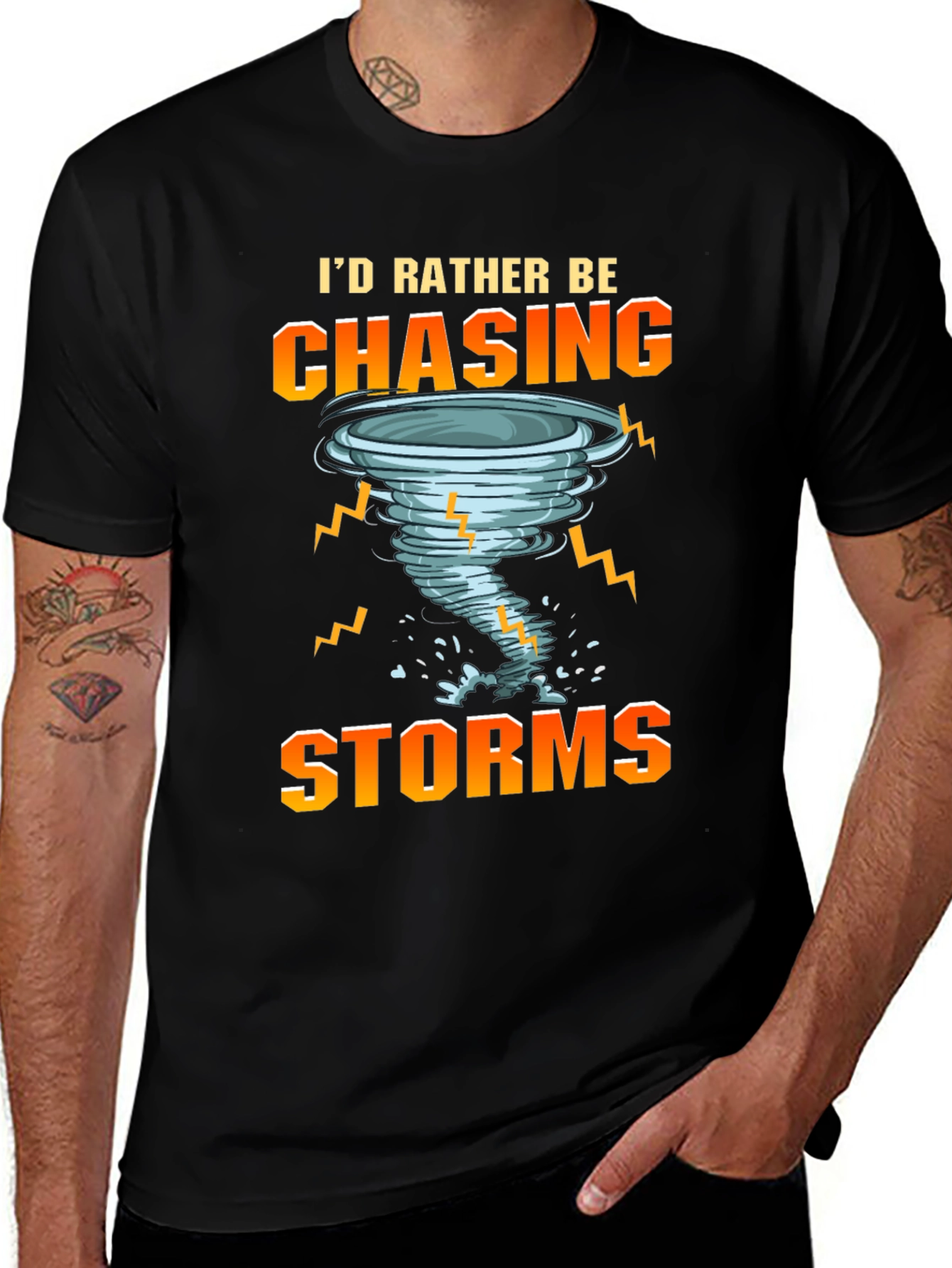 Black Storm Chaser T-Shirt: I'd Rather Be Chasing Storms main image