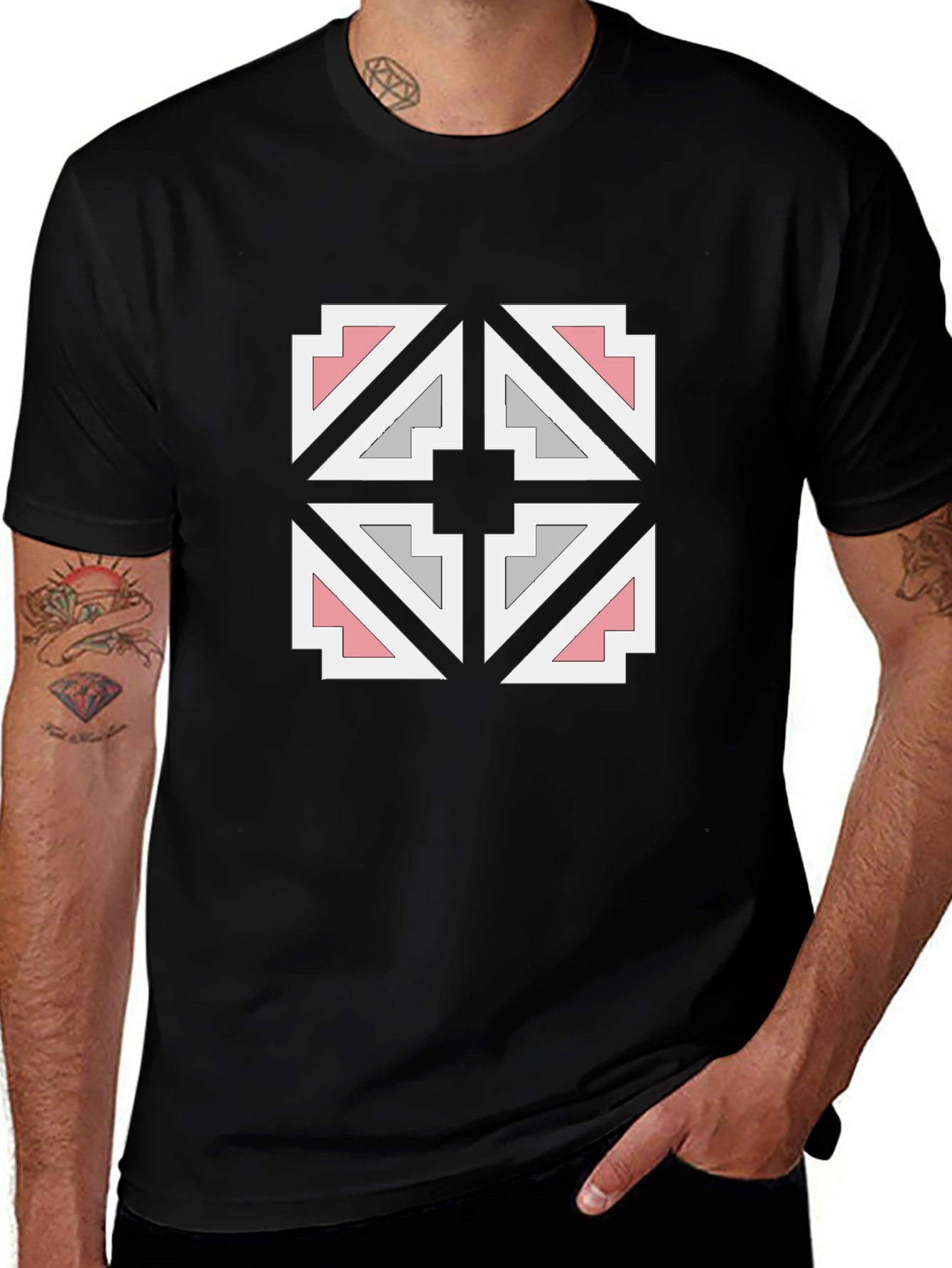 Geometric Pattern Black T-Shirt