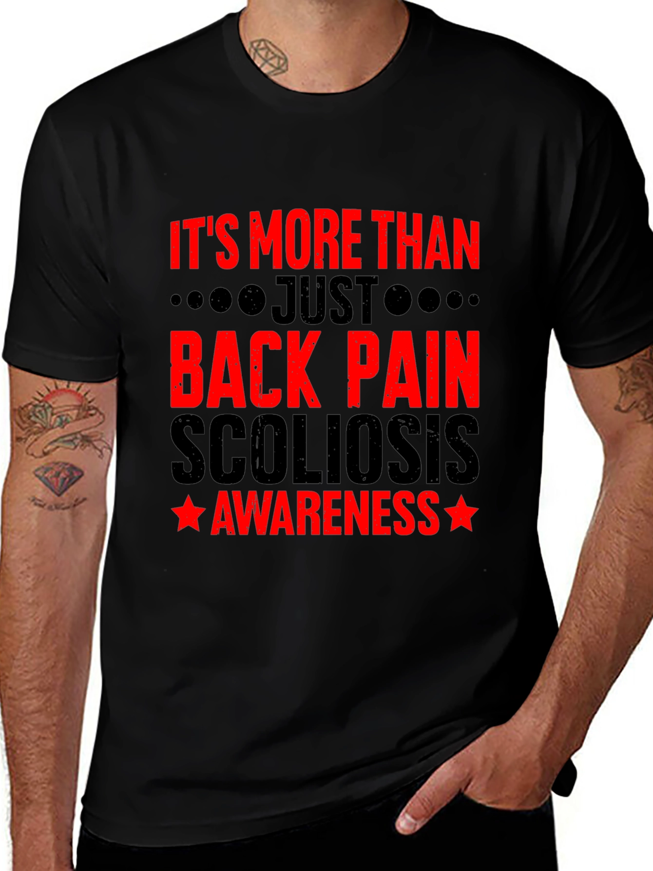 Variant 28 of Scoliosis Awareness Black T-Shirt