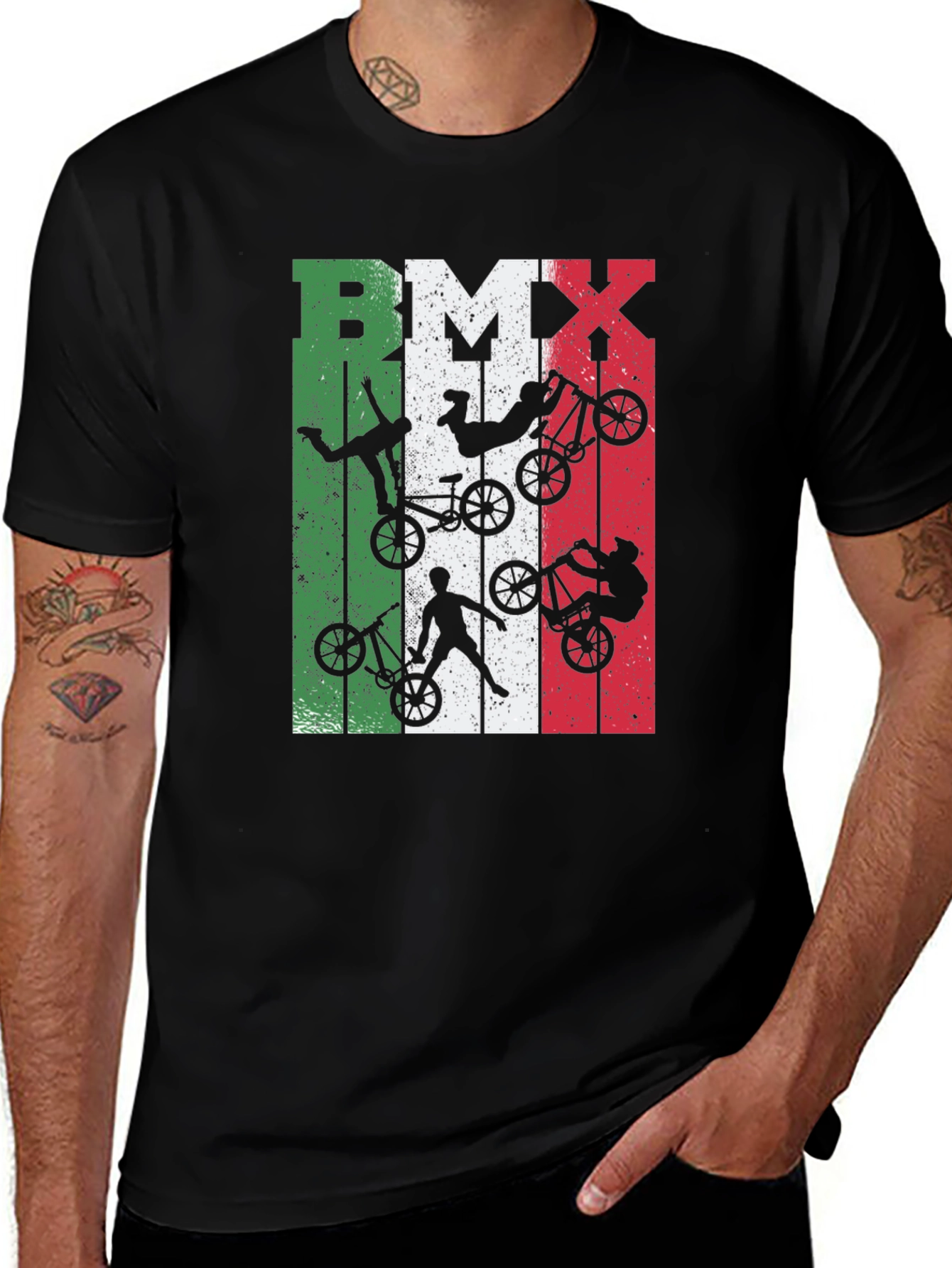 BMX Italian Flag Graphic Tee - Biker Style