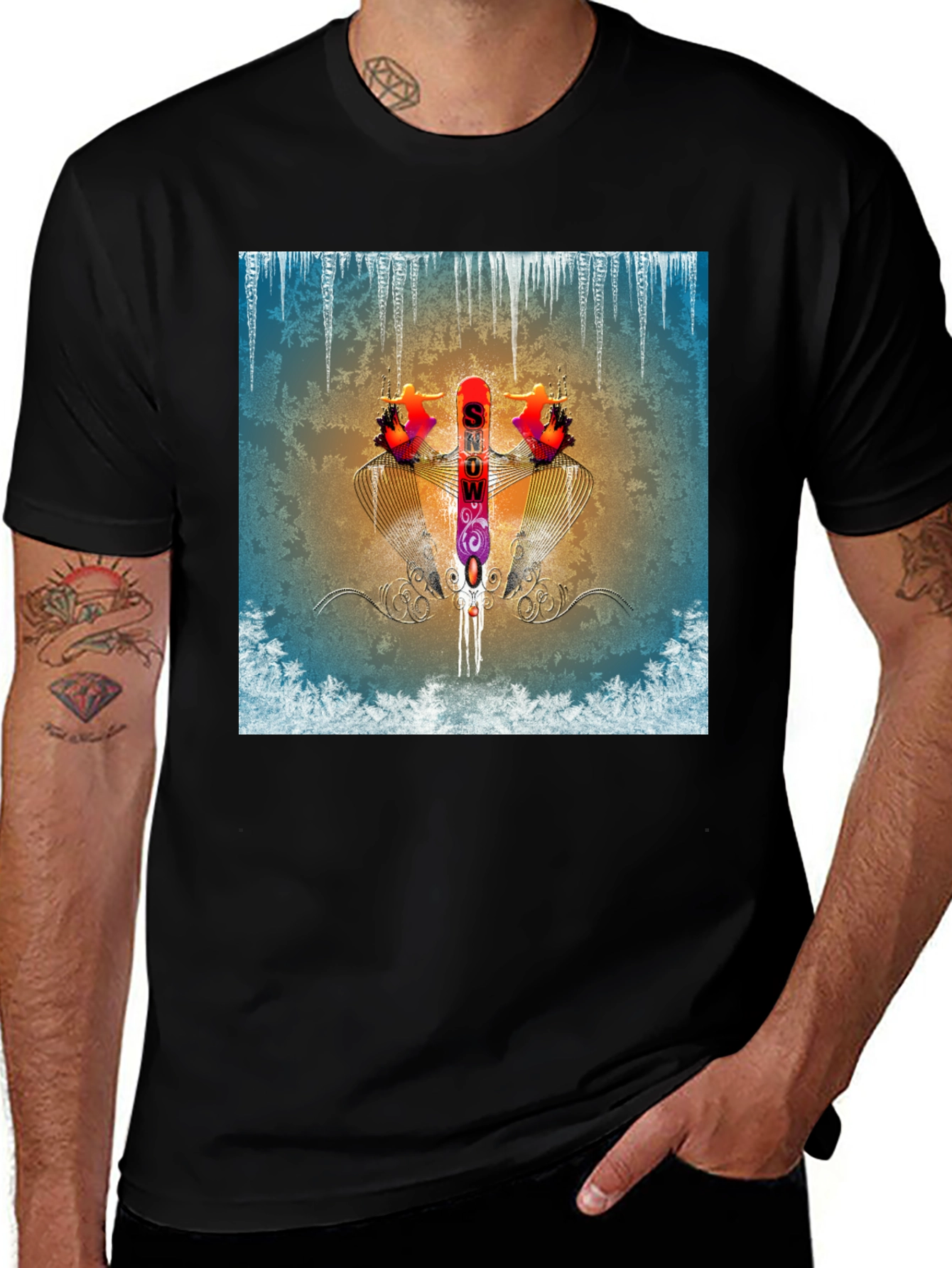 Variant 5 of Abstract Graphic Print Tee - Winter Snow