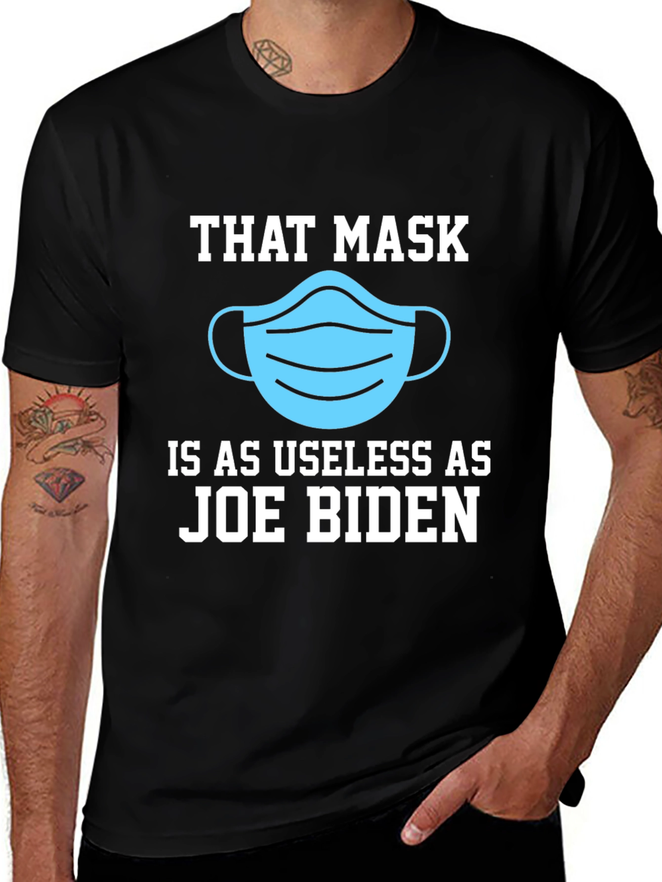 Variant 27 of Humorous Anti-Biden Mask Graphic Tee