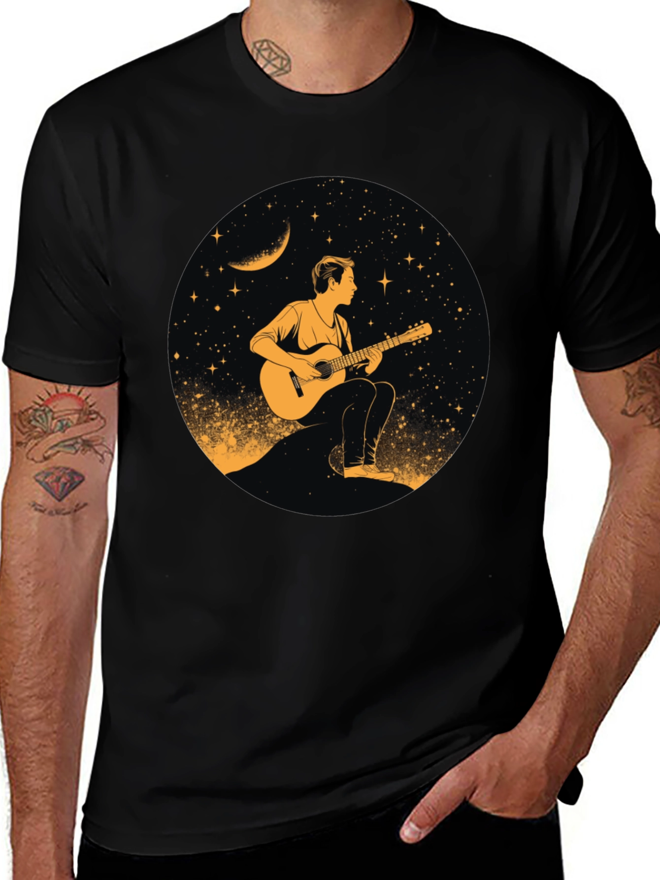 Guitarist Under the Stars Graphic Tee