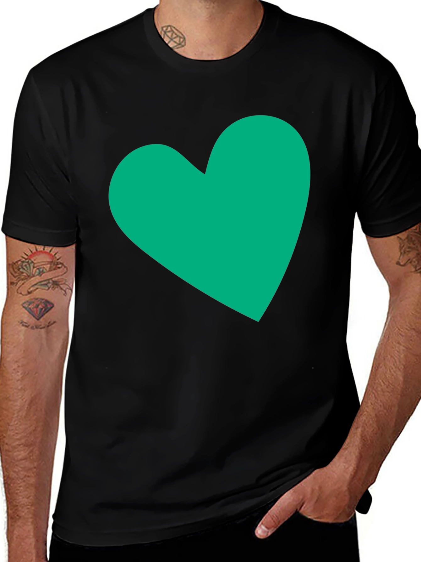 Variant 23 of Black Tee with Green Heart Graphic