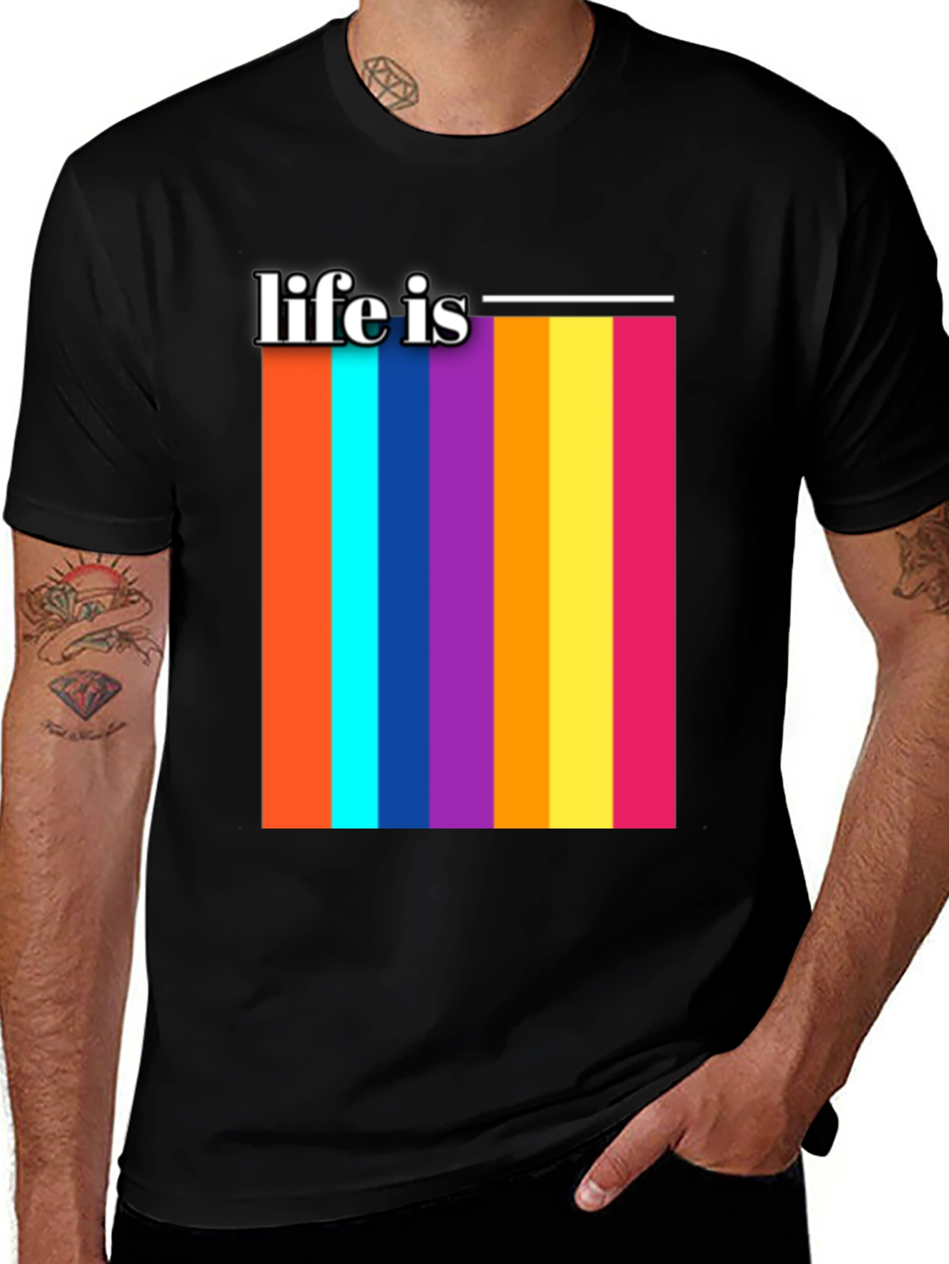 Variant 18 of Life is Colorful T-Shirt - Pride Rainbow Stripes