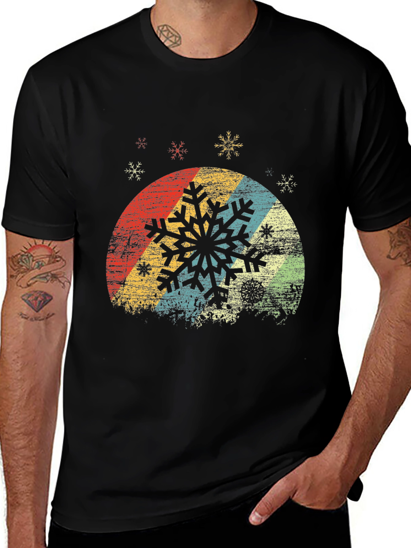 Variant 26 of Retro Snowflake Graphic Tee - Vintage Winter Style