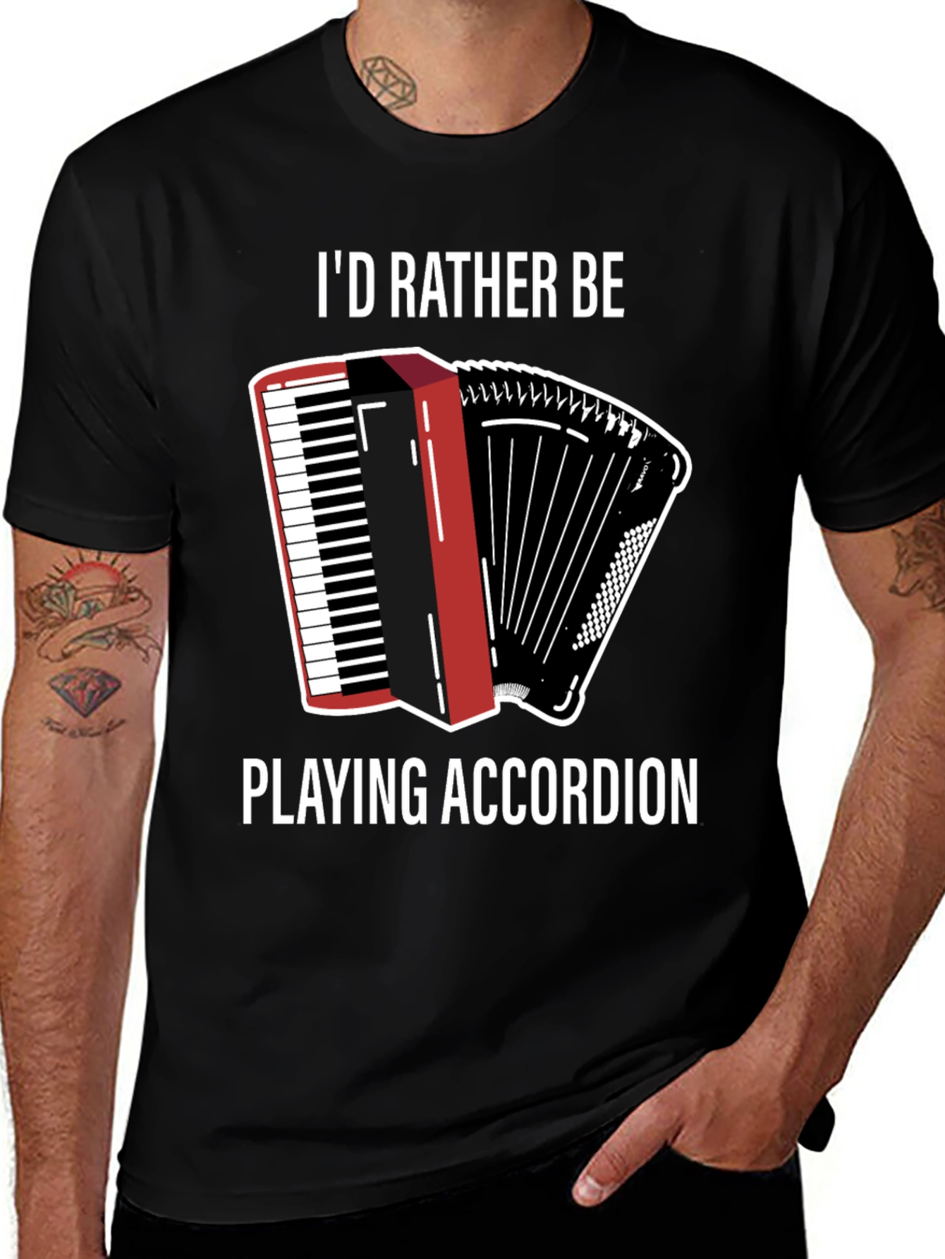Variant 22 of Accordion Player T-Shirt - I'd Rather Be Playing