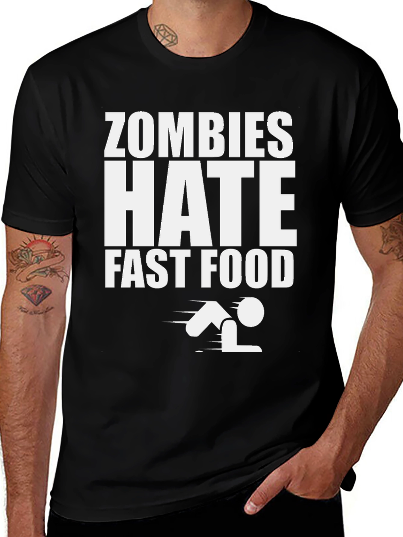 Variant 20 of Zombies Hate Fast Food Graphic T-Shirt - Funny Zombie Tee