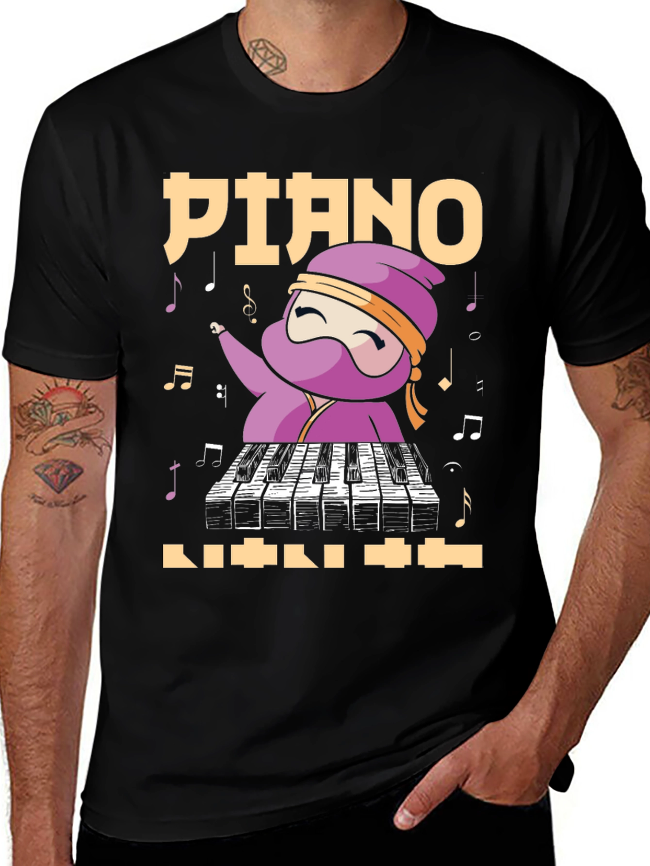 Variant 13 of Piano Ninja T-Shirt - Music Lover Tee