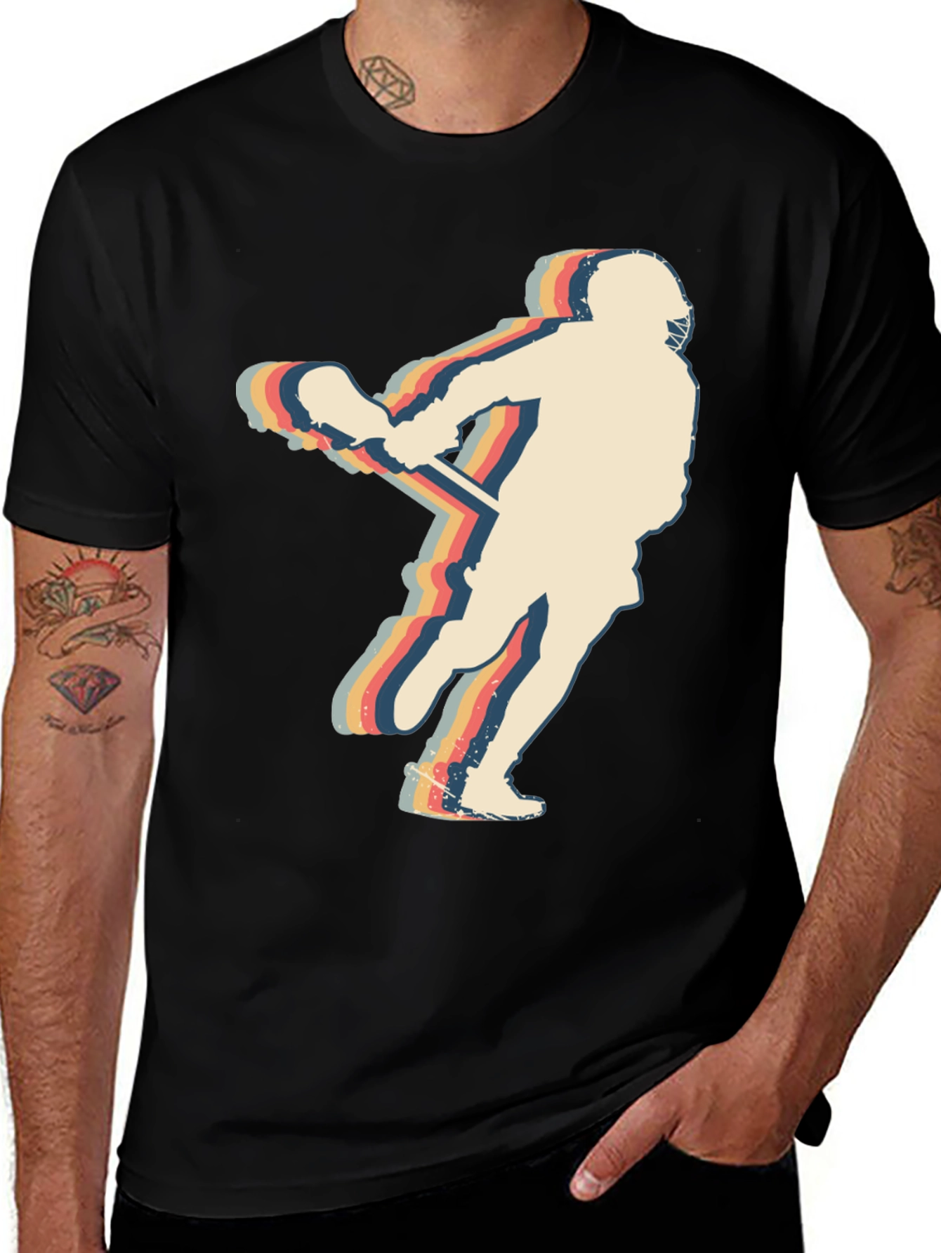 Variant 24 of Retro Lacrosse Player Graphic Tee